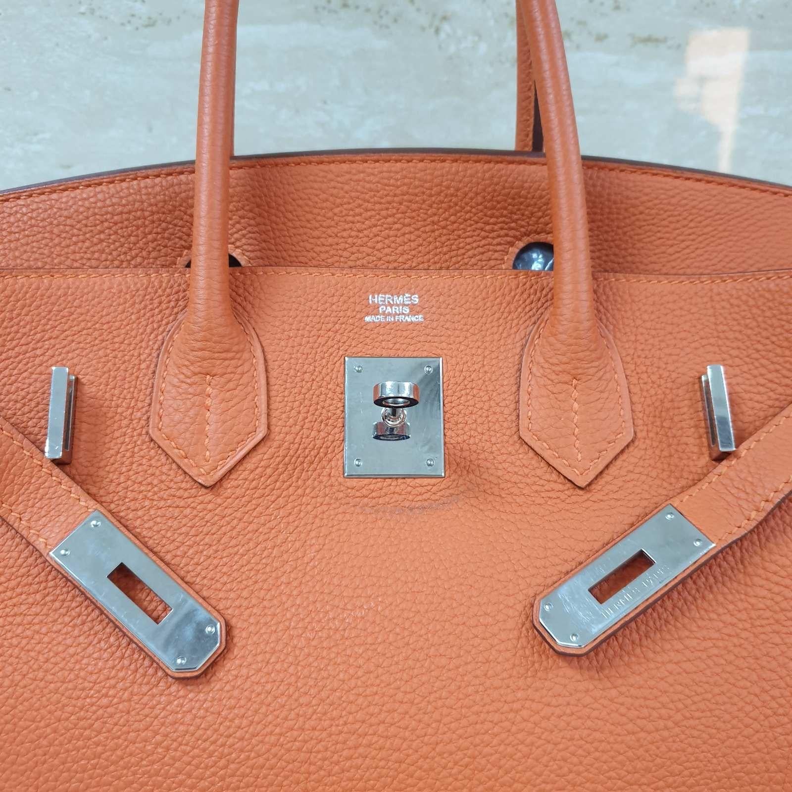 Hermès Birkin 30 Orange Leather Handbag 8