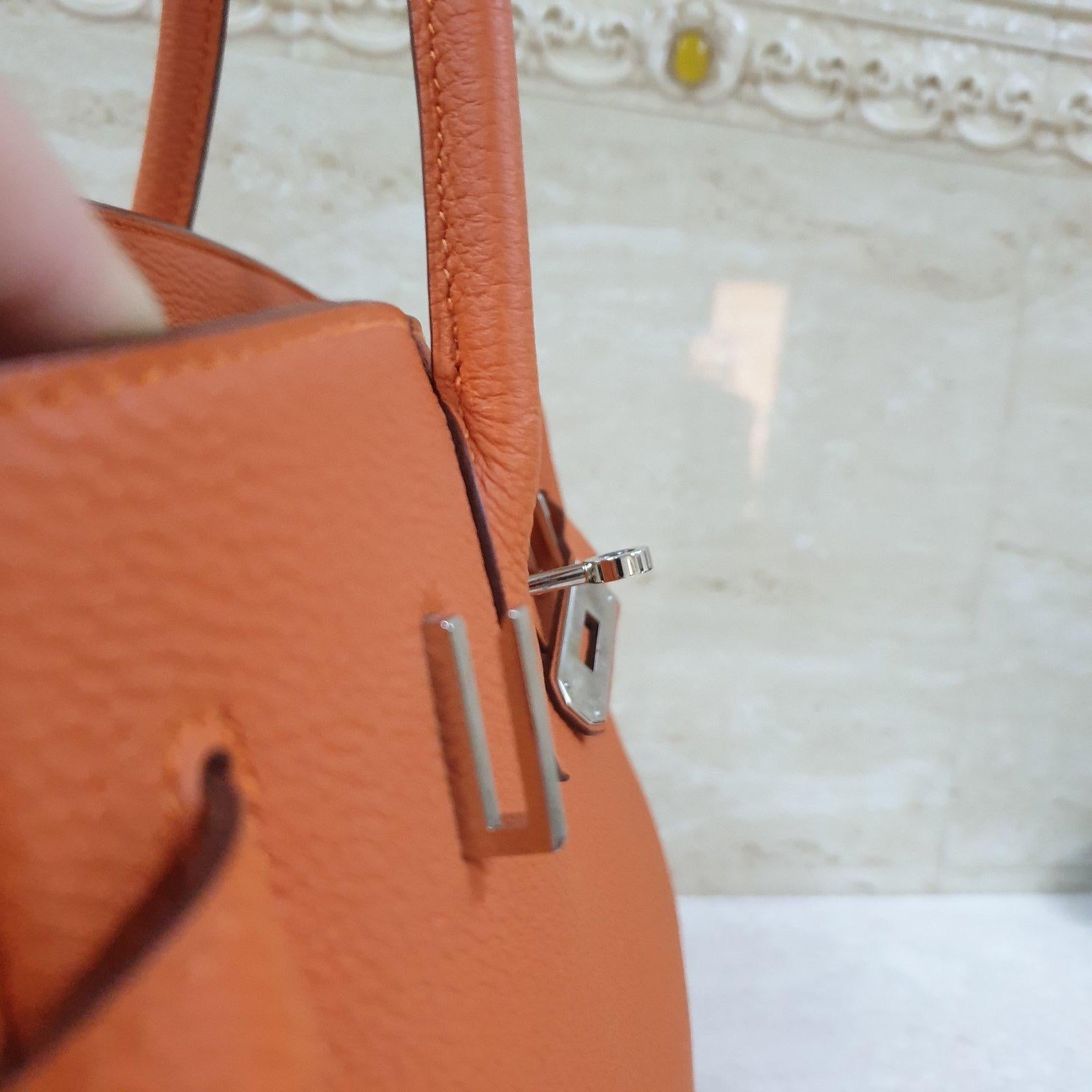 Hermès Birkin 30 Orange Leather Handbag 9