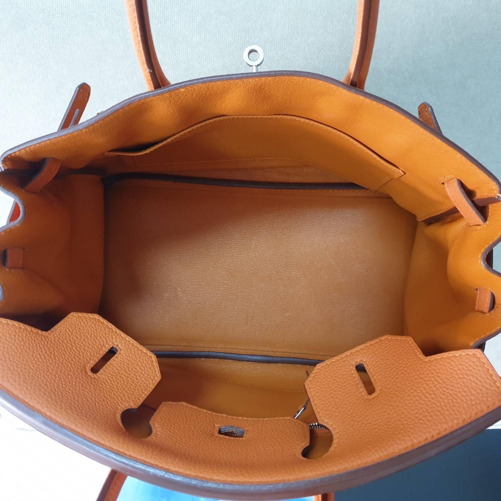 Hermès Birkin 30 Orange Leather Handbag 12