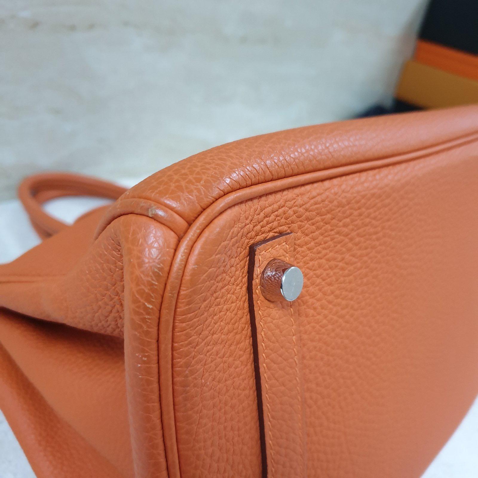 Hermès Birkin 30 Orange Leather Handbag 4