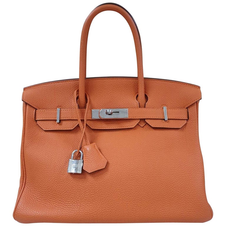 Hermès Birkin 30 Orange Leather Handbag at 1stDibs