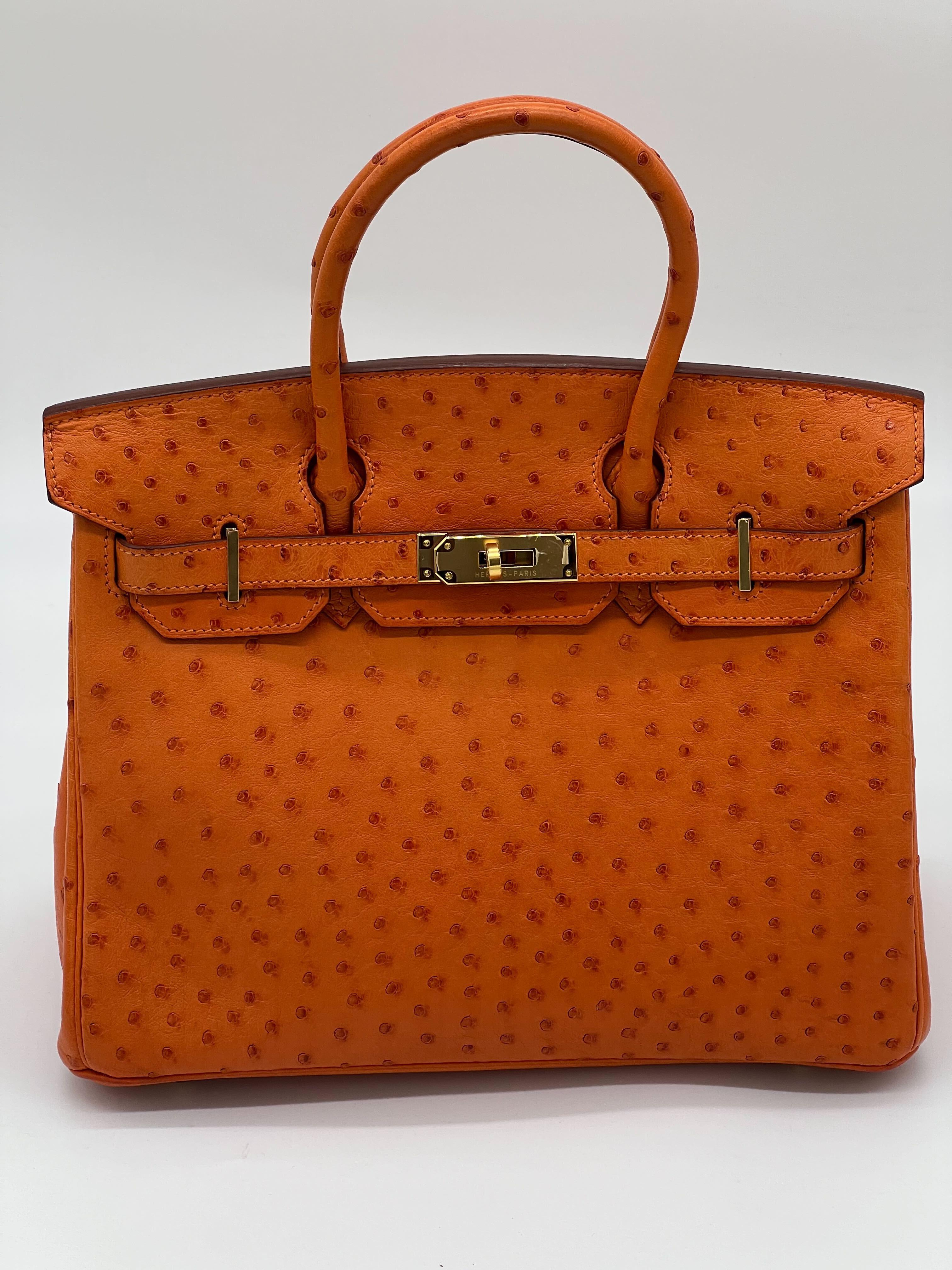 Handmade Orange Ostrich Leather Bag
