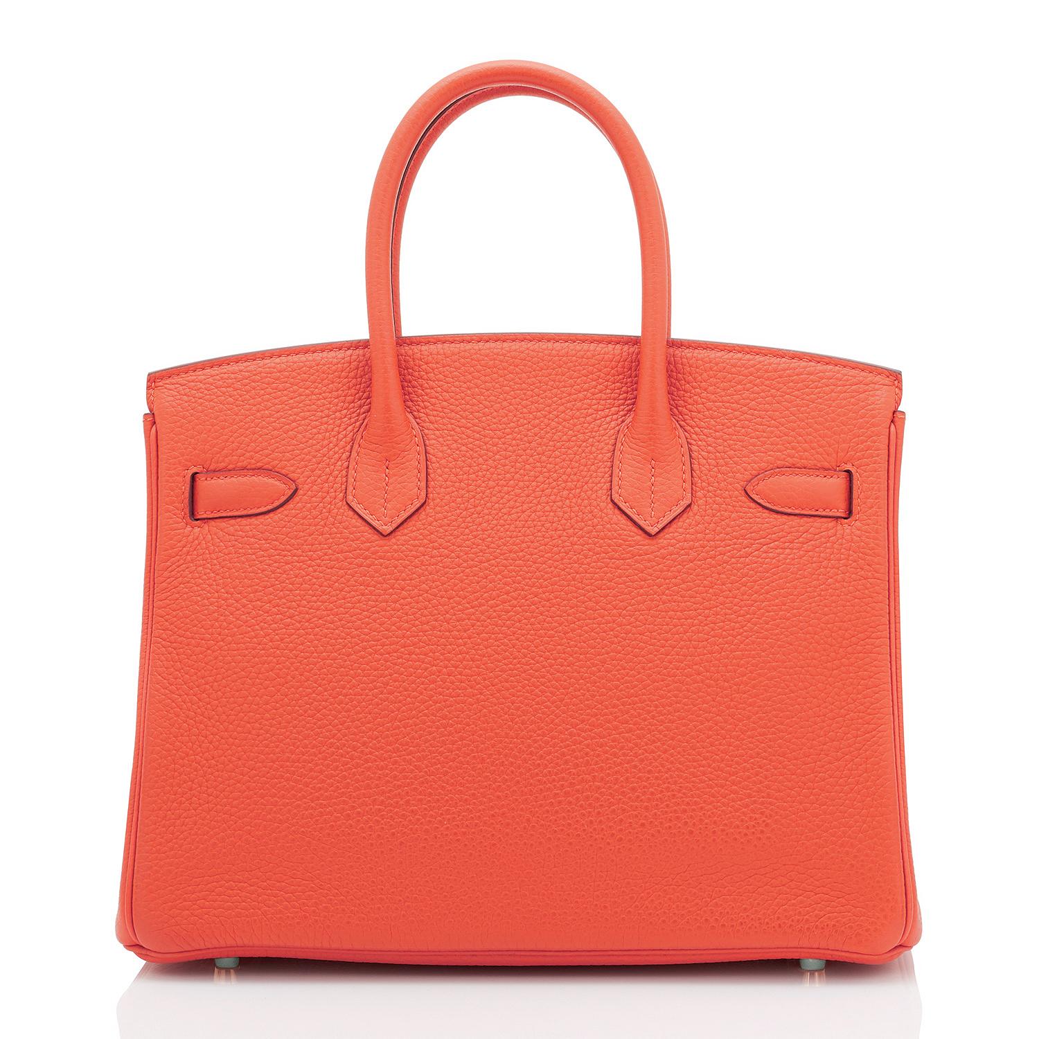 Women's Hermes Birkin 30 Orange Poppy Verso Bi-Color Blush VIP Bag U Stamp, 2022