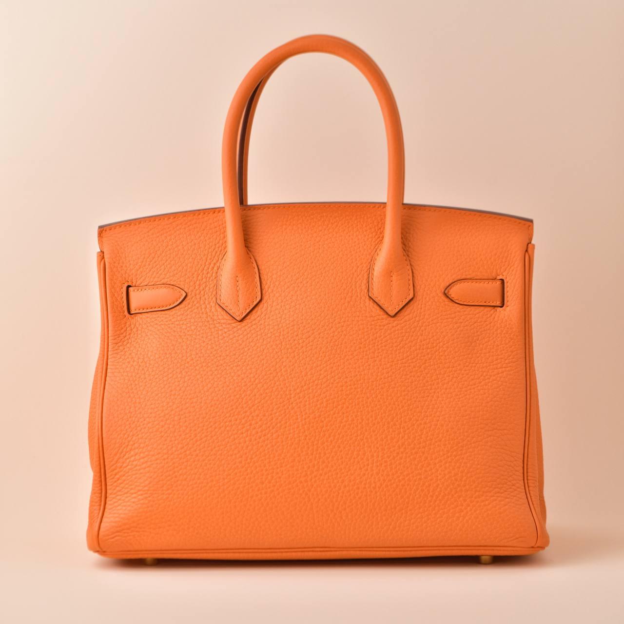 Hermès Birkin 30 Orange Togo Leather Gold Hardware Handbag 2