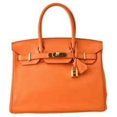 Hermès Birkin 30 Orange Togo Leather Gold Hardware Handbag