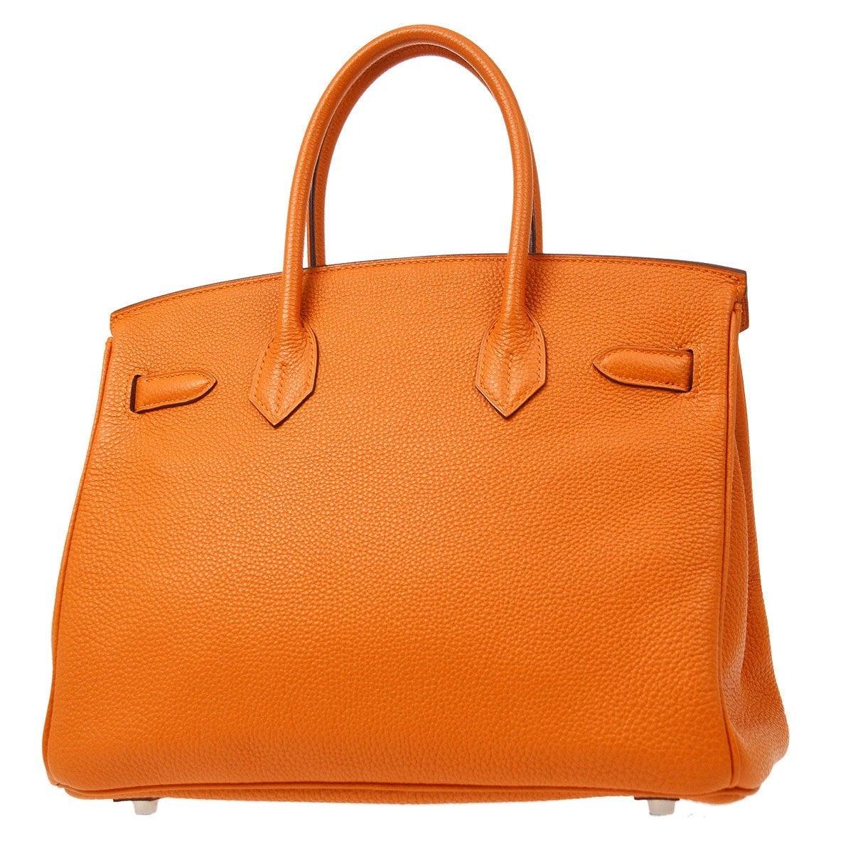 Women's HERMES Birkin 30 Orange Togo Leather Gold Hardware Top Handle Tote Bag in Box