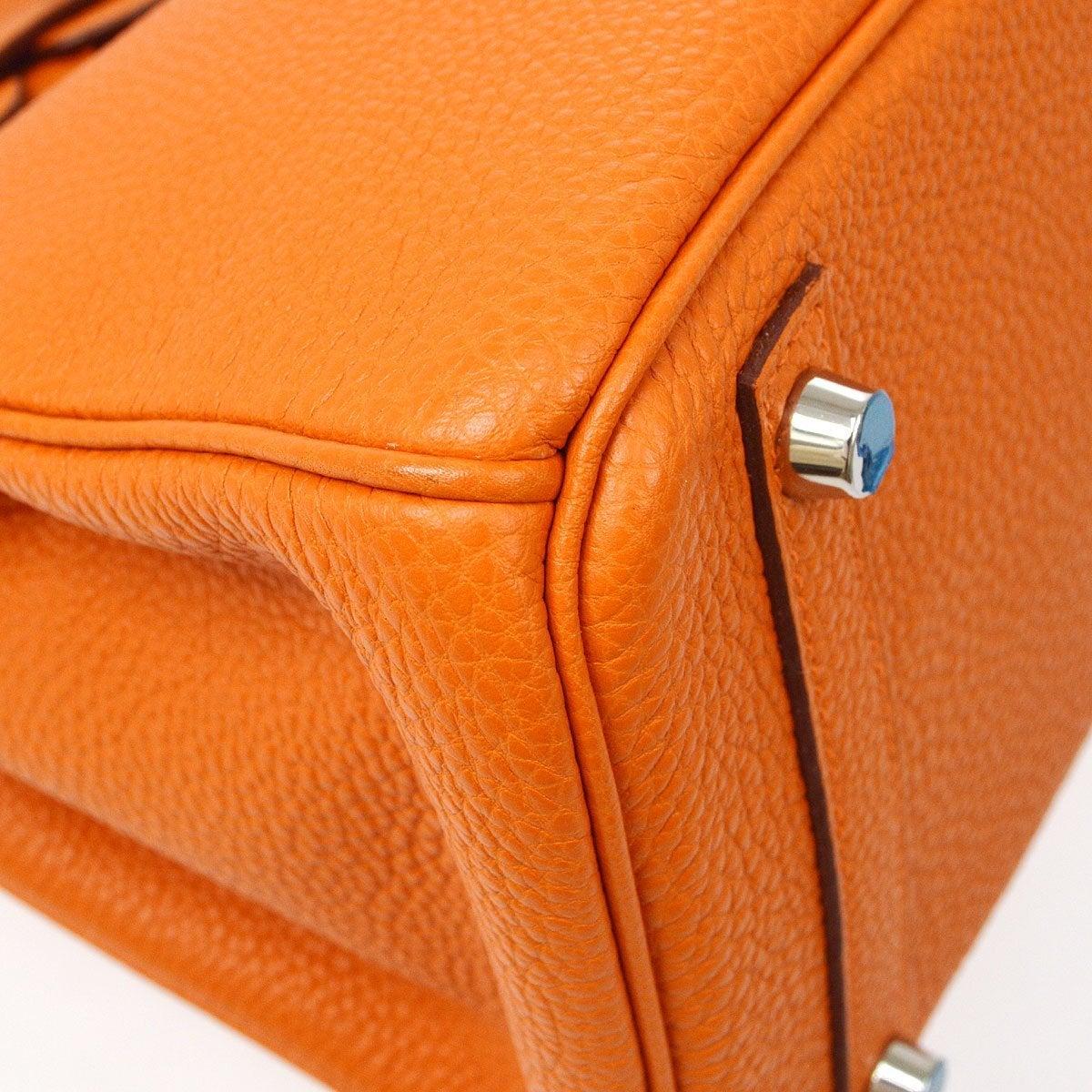 HERMES Birkin 30 Orange Togo Leather Gold Hardware Top Handle Tote Bag in Box 2