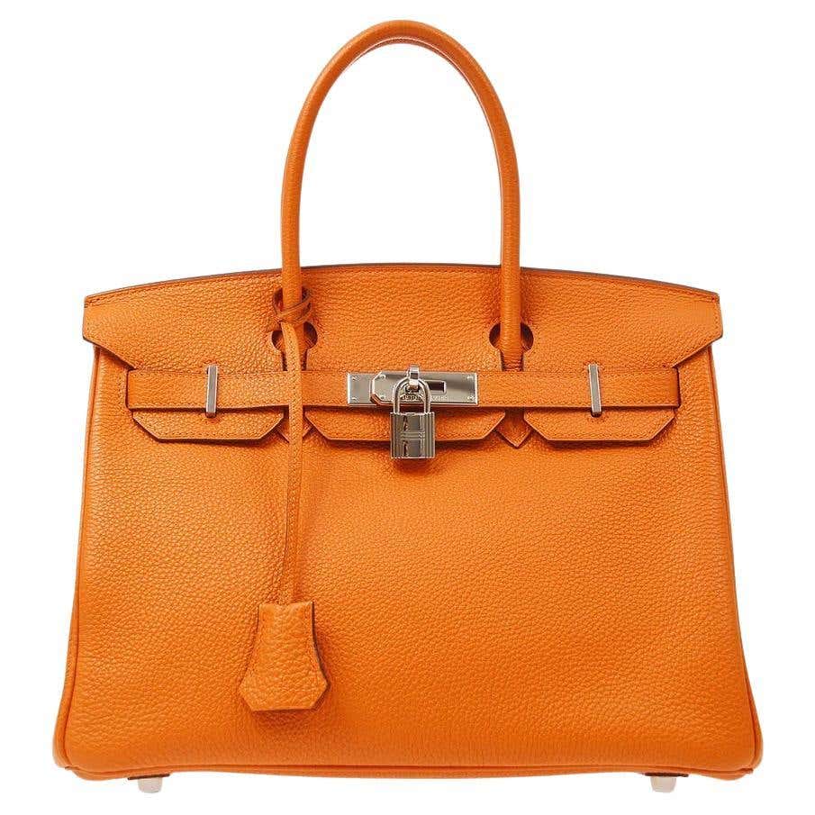 HERMES Birkin 30 Orange Togo Leather Gold Hardware Top Handle Tote Bag ...