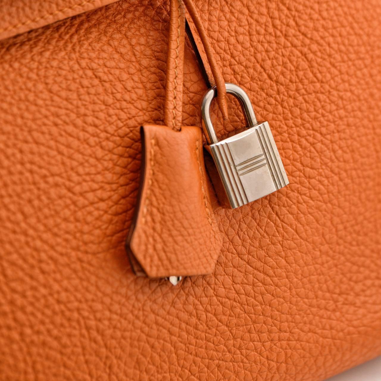Hermès Birkin 30 Orange Togo Leder Palladium Hardware Handtasche im Angebot 7