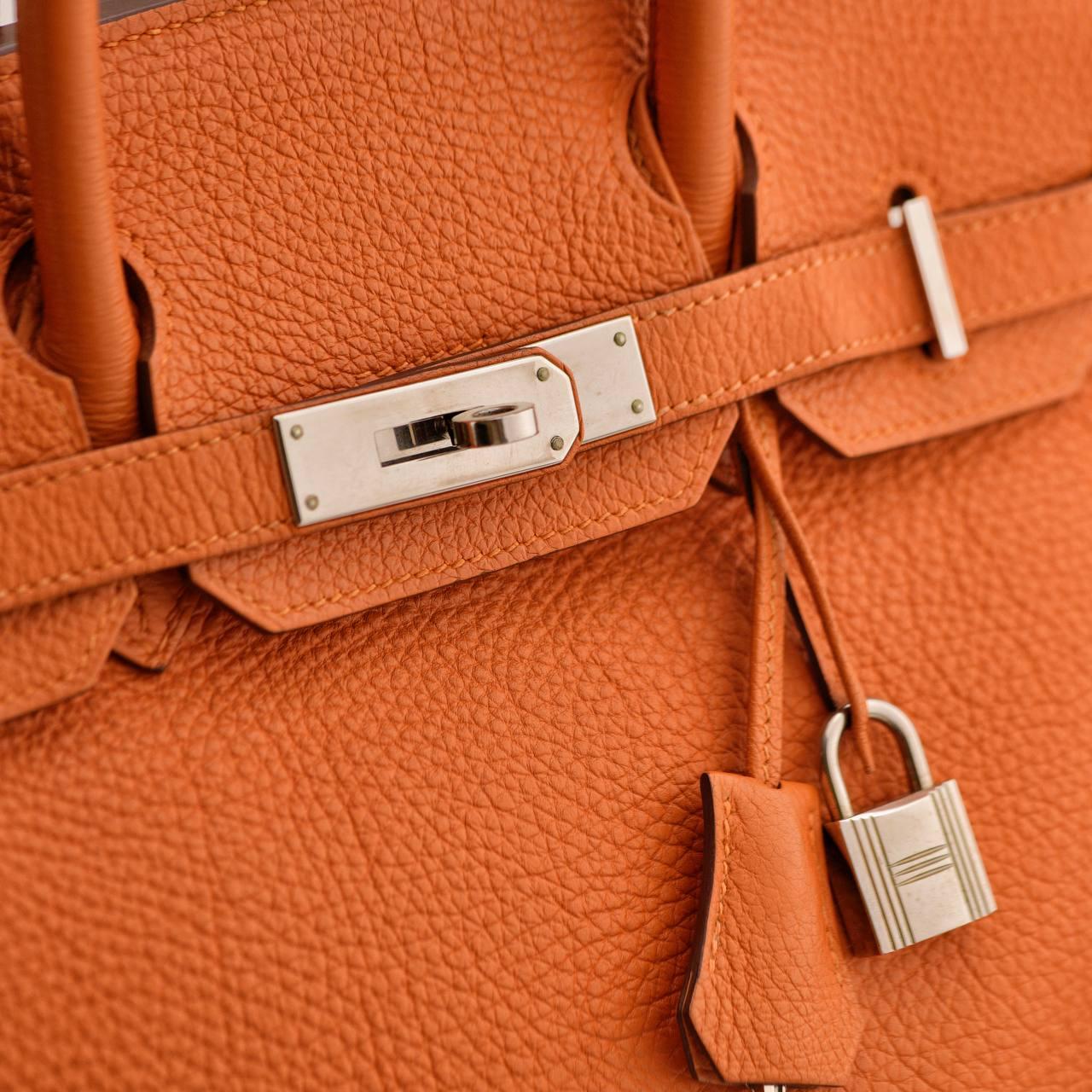 Hermès Birkin 30 Orange Togo Leder Palladium Hardware Handtasche im Angebot 8