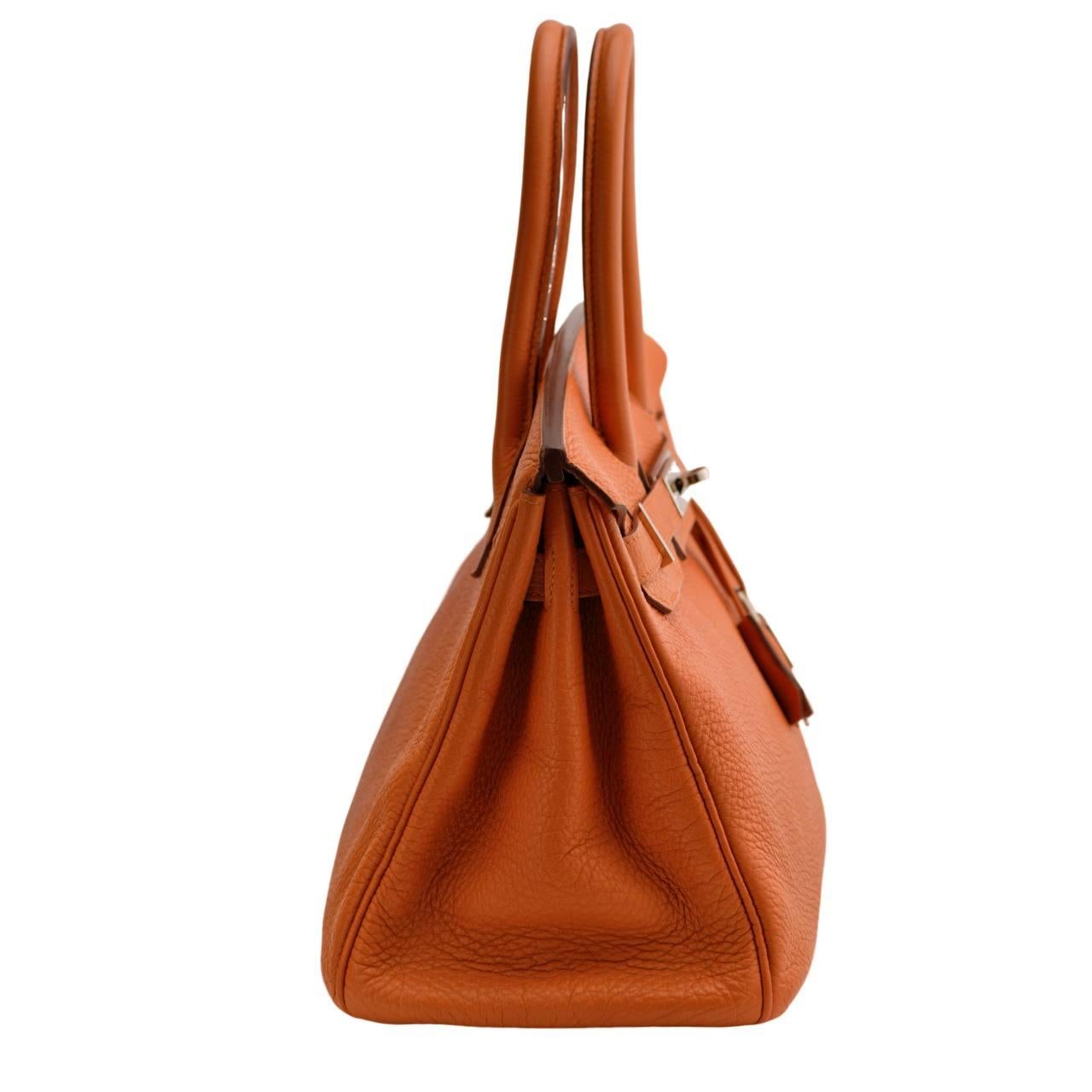 Hermès Birkin 30 Orange Togo Leder Palladium Hardware Handtasche im Zustand „Hervorragend“ im Angebot in Banbury, GB