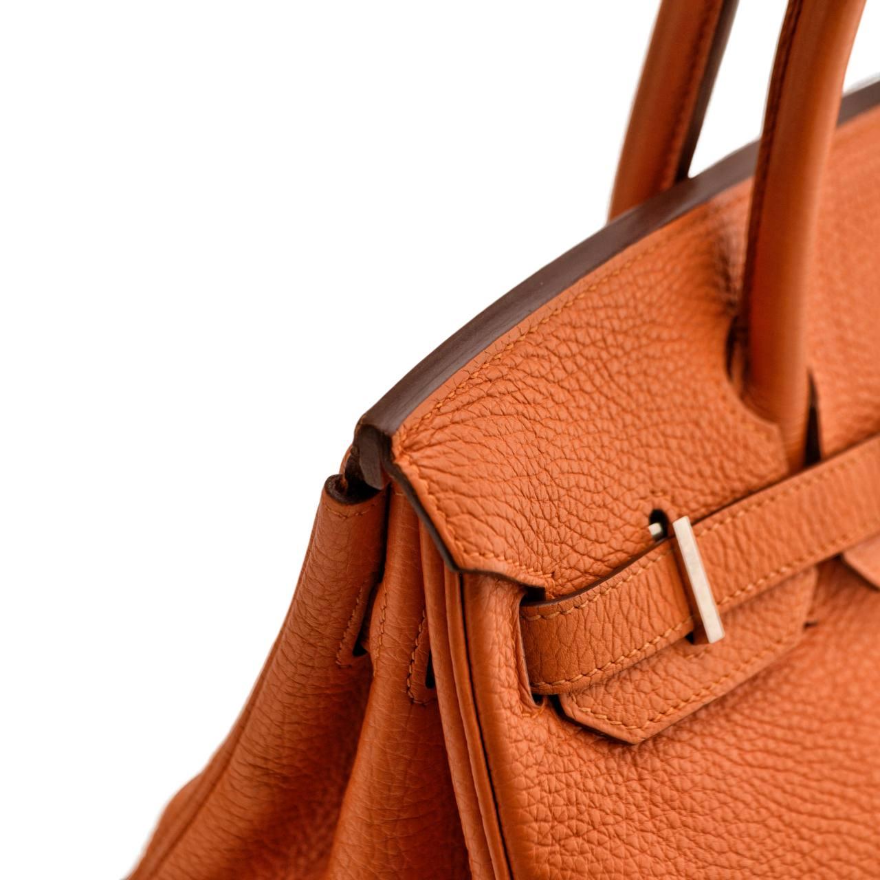 Hermès Birkin 30 Orange Togo Leder Palladium Hardware Handtasche im Angebot 2