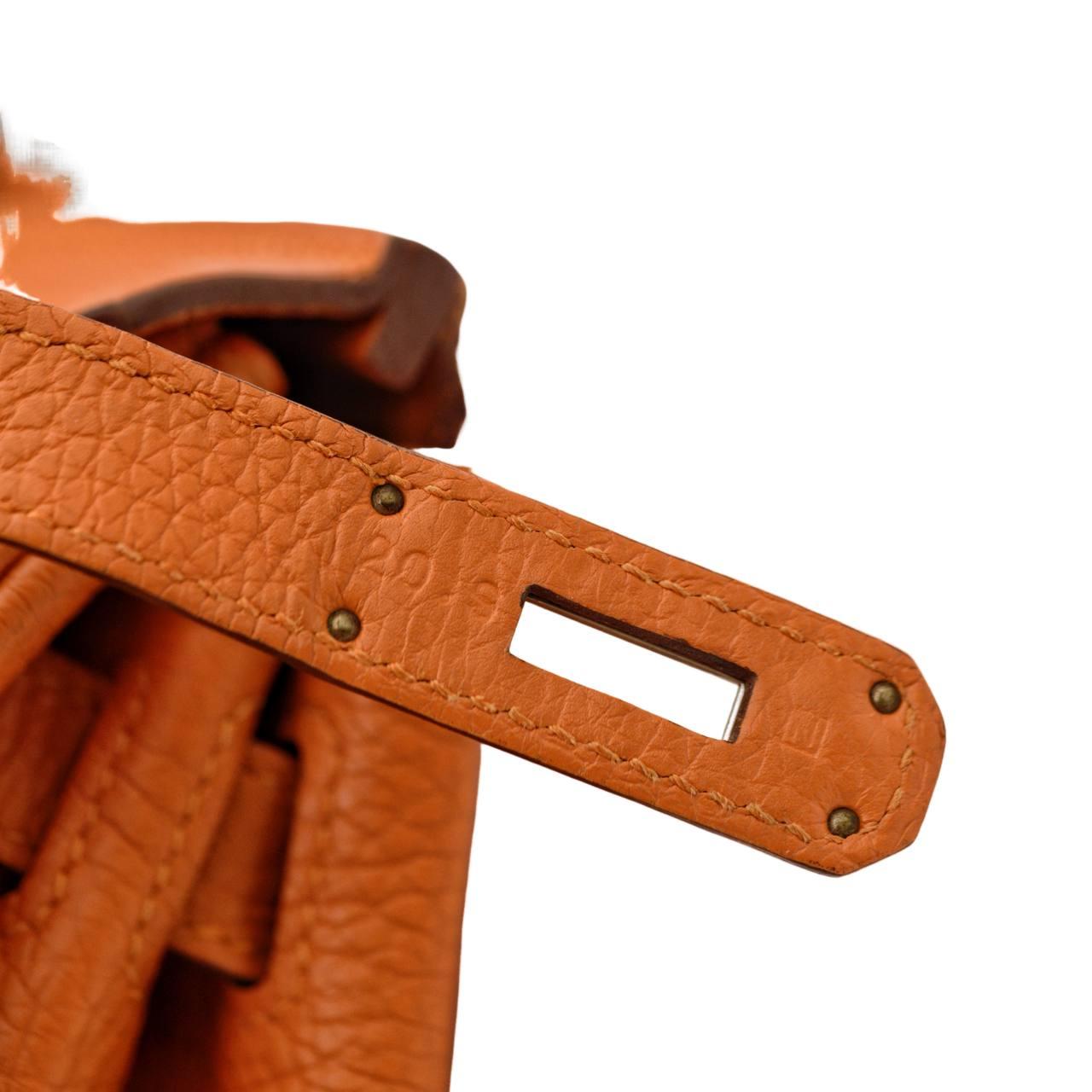 Hermès Birkin 30 Orange Togo Leder Palladium Hardware Handtasche im Angebot 4