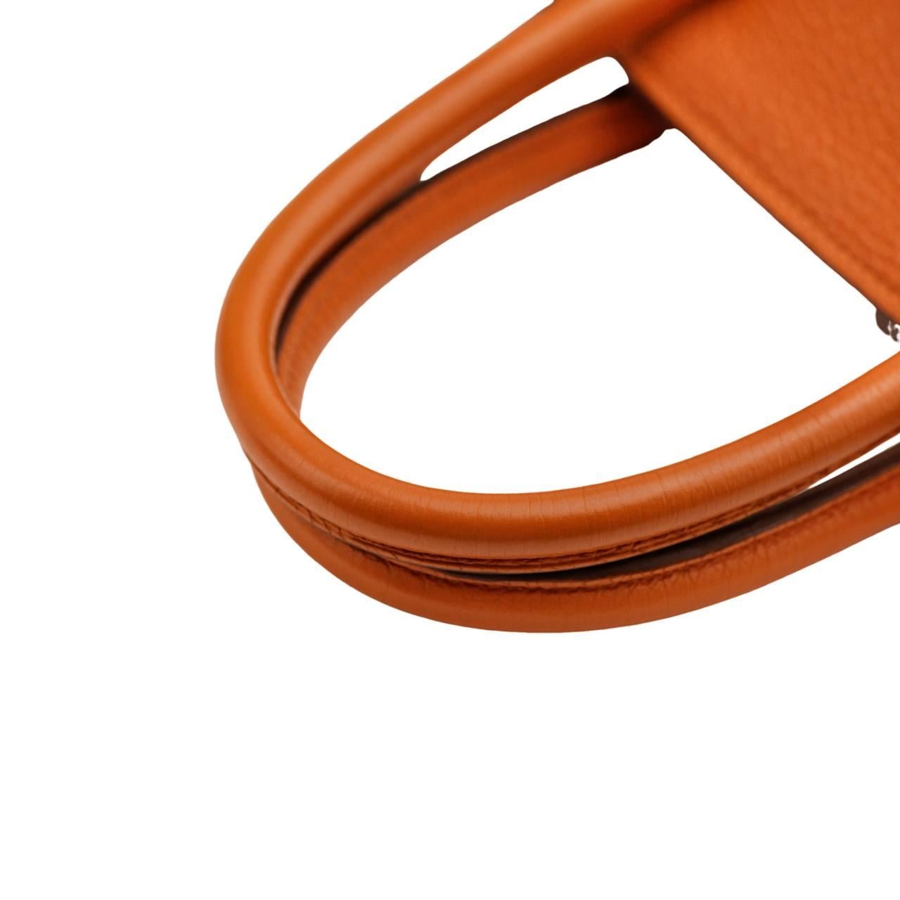 Hermès Birkin 30 Orange Togo Leder Palladium Hardware Handtasche im Angebot 5