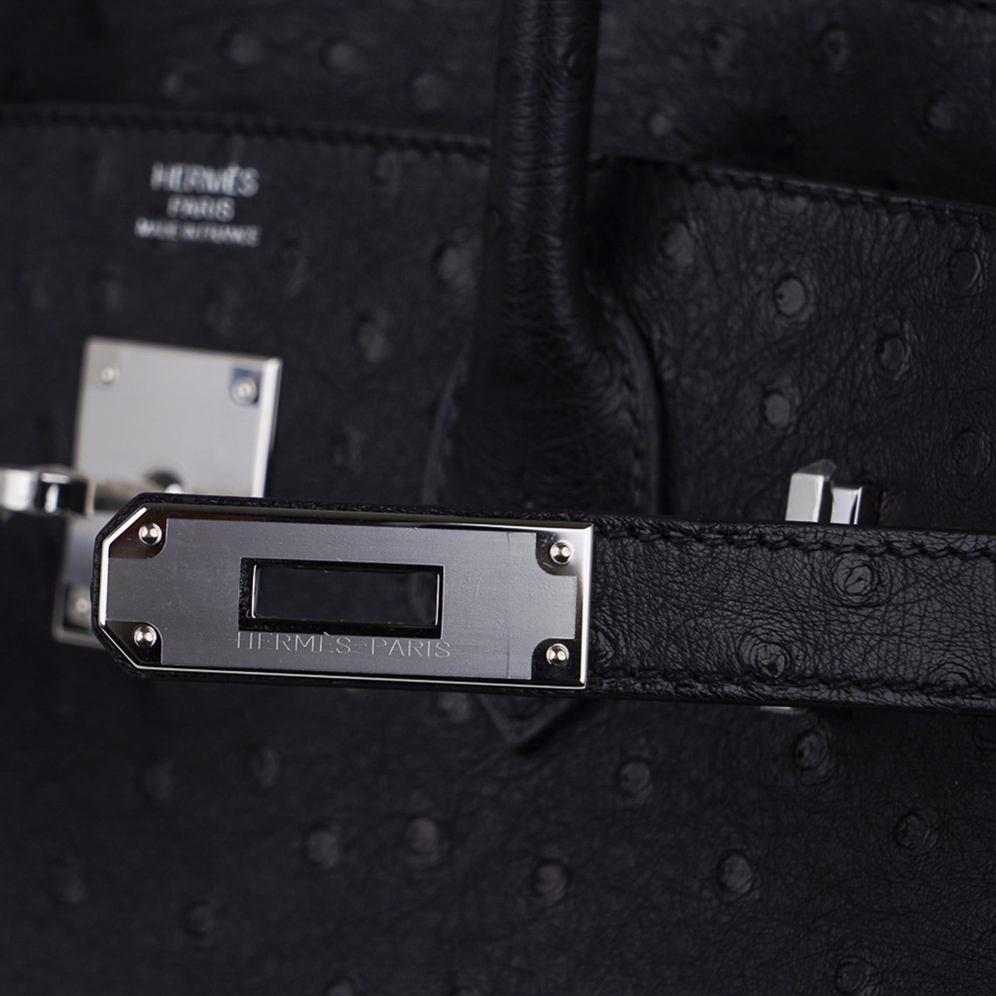 Hermes Birkin 30 Ostrich Bag Black Palladium Hardware Perfect Year Round Neutral In New Condition In Miami, FL