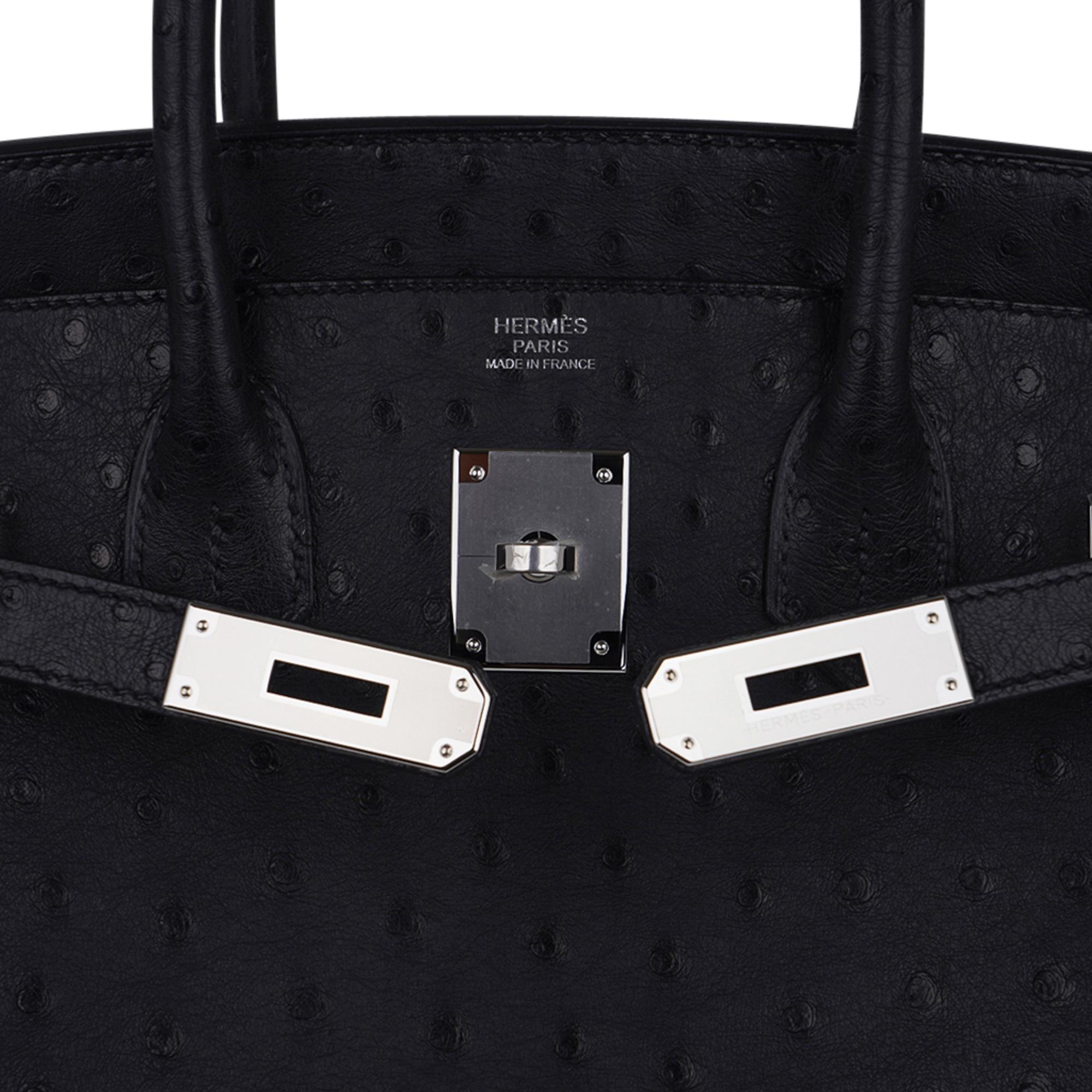 Women's Hermes Birkin 30 Ostrich Bag Black Palladium Hardware Perfect Year Round Neutral