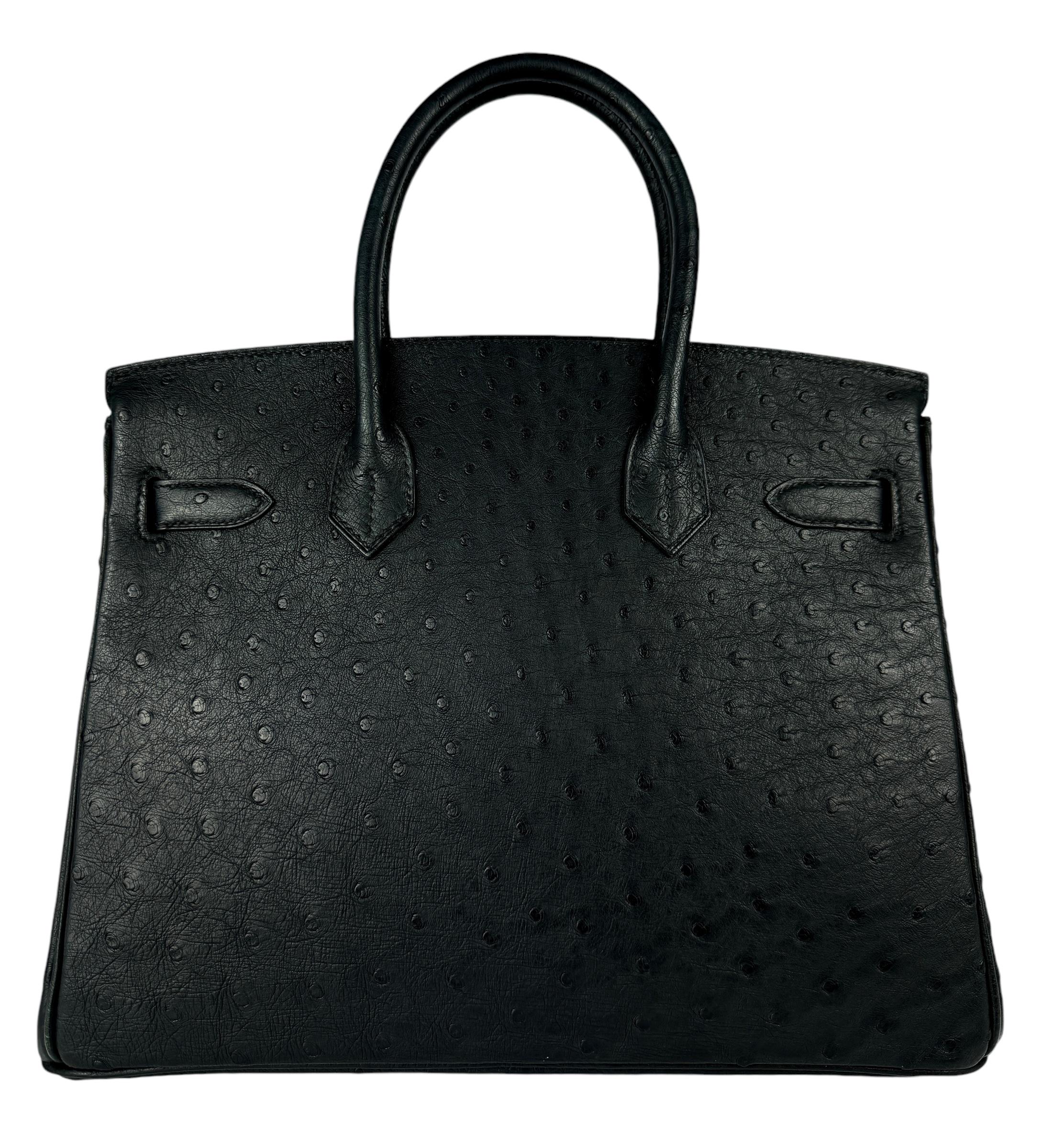 Hermes Birkin 30 Autruche Noir Noir Rose Gold Hardware RARE 4