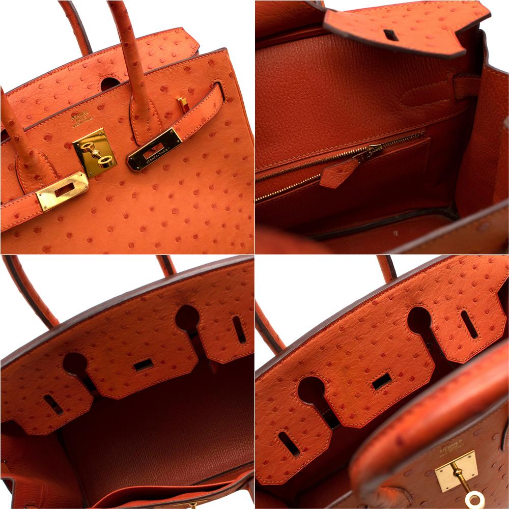 Hermes Birkin 30 Ostrich Tangerine GHW 1