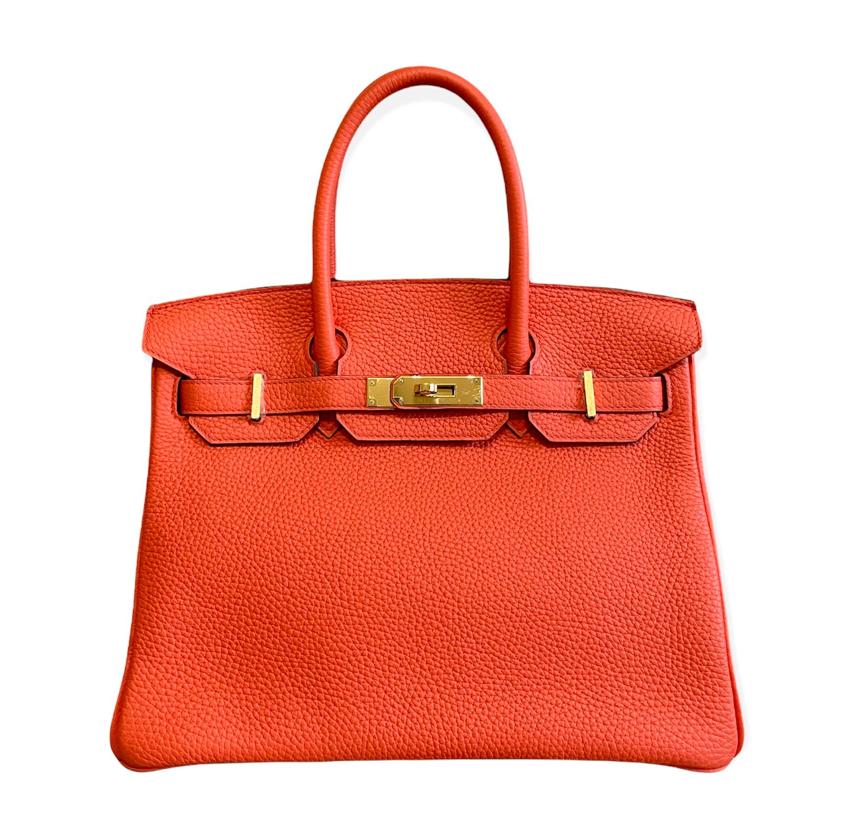 Stunning Hermes Birkin 30 Poppy Orange complimented with Gold Hardware. T Stamp 2015, Almost Like New Condition with Plastic on Hardware. 
Shop with confidence from Lux Addicts. Authenticity Guaranteed!