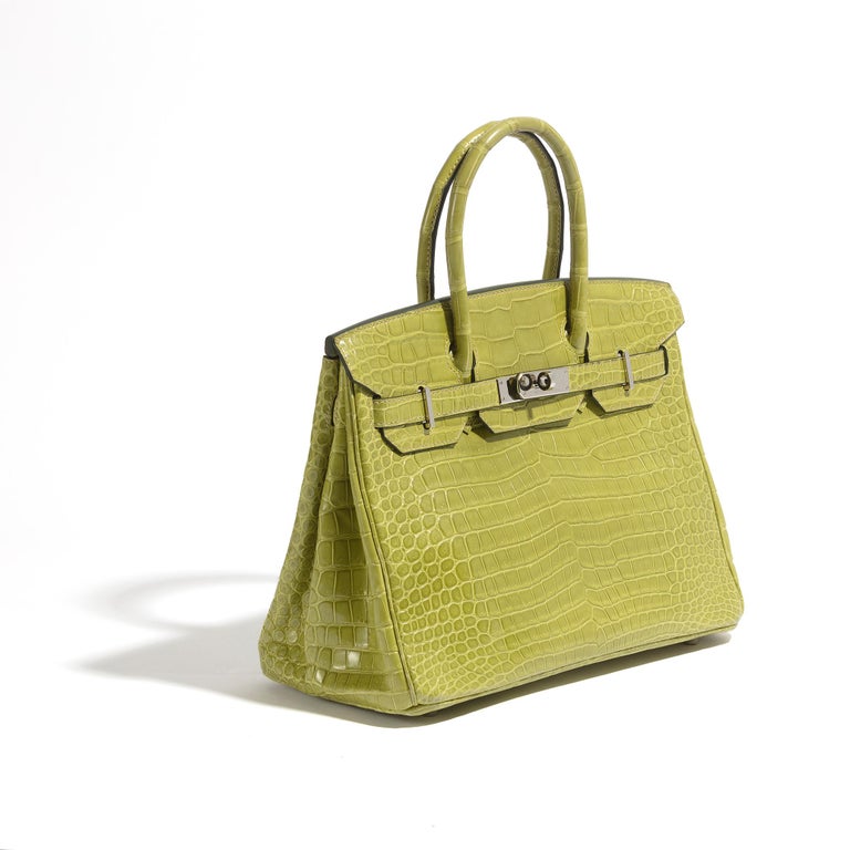 Hermès Birkin 30 Vert Jade Lisse Crocodile Porosus PHW from 100% authentic  materials!
