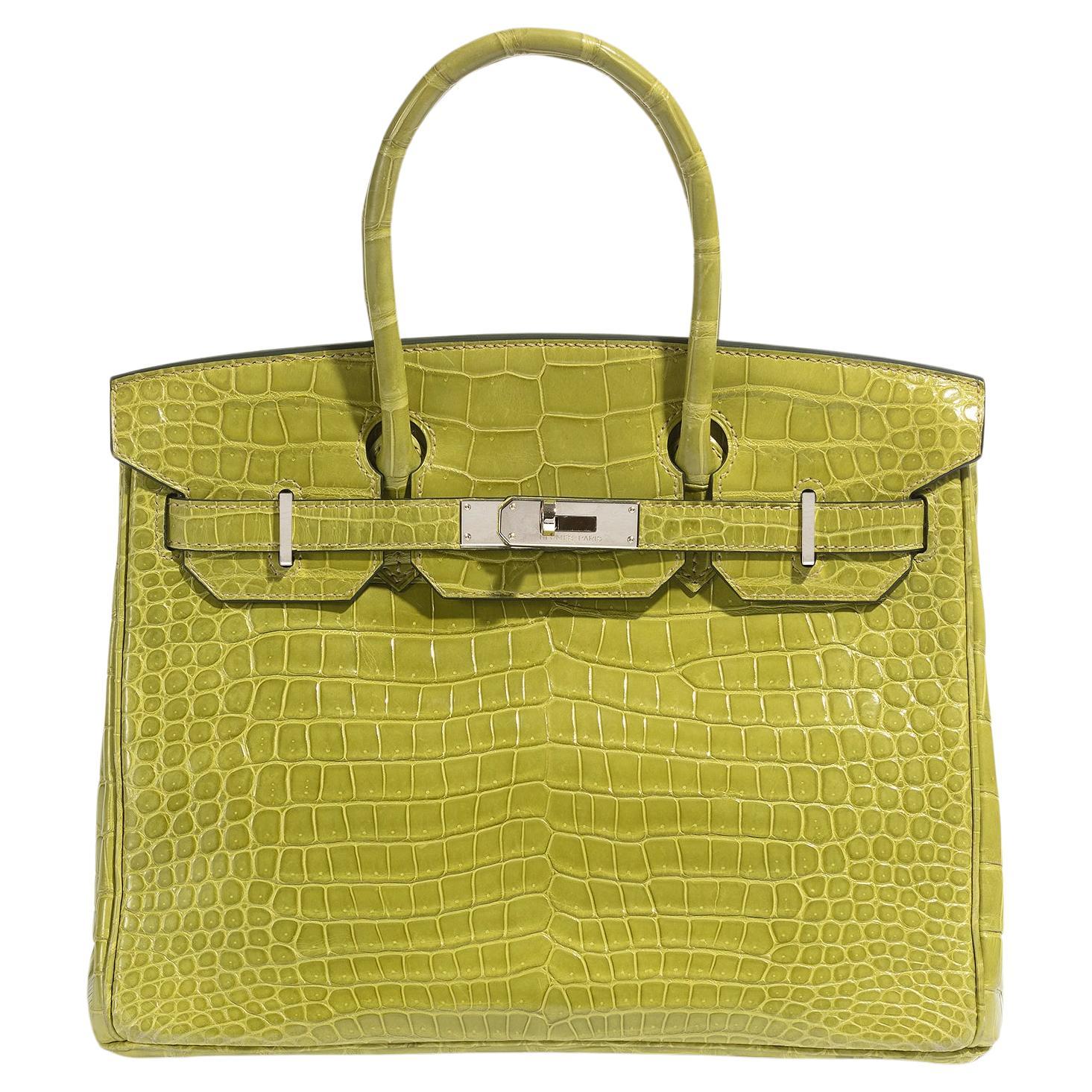 Hermès Birkin 30 Porosus Vert Chartreuse