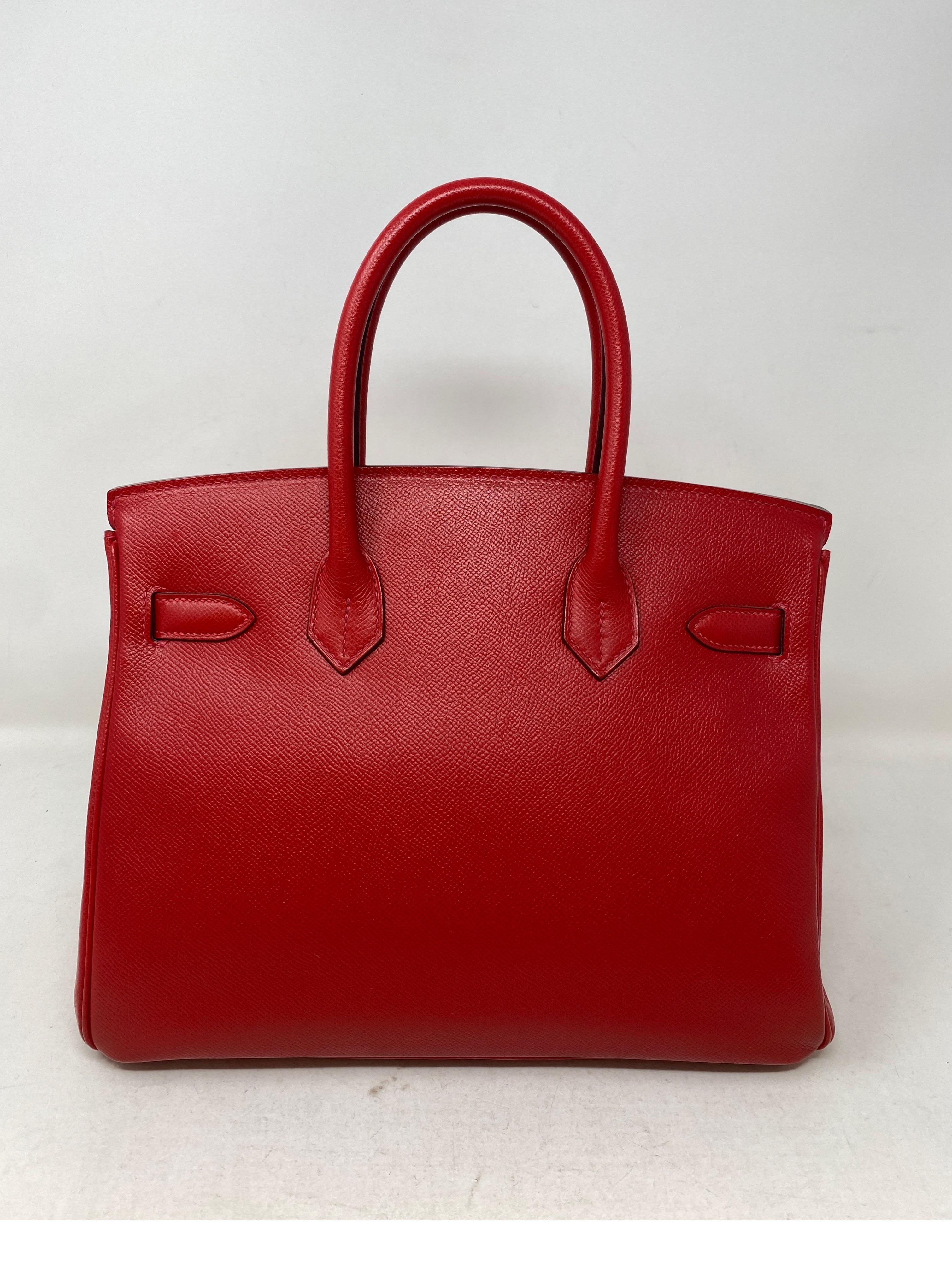 Hermes Birkin 30 Red Bag  In Excellent Condition In Athens, GA