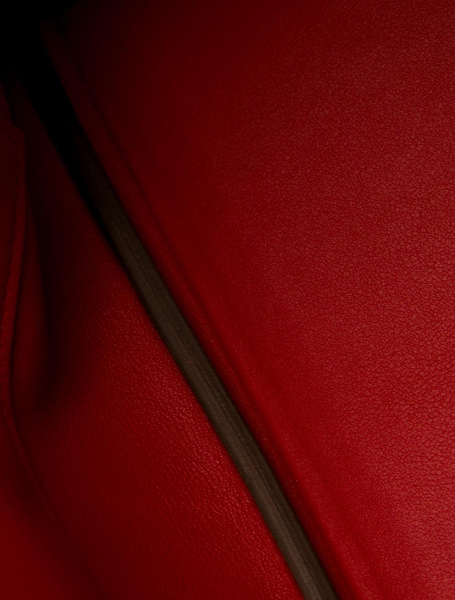 Women's Hermes Birkin 30 Red Black Checker Leather Top Handle Satchel Tote Bag in Box 