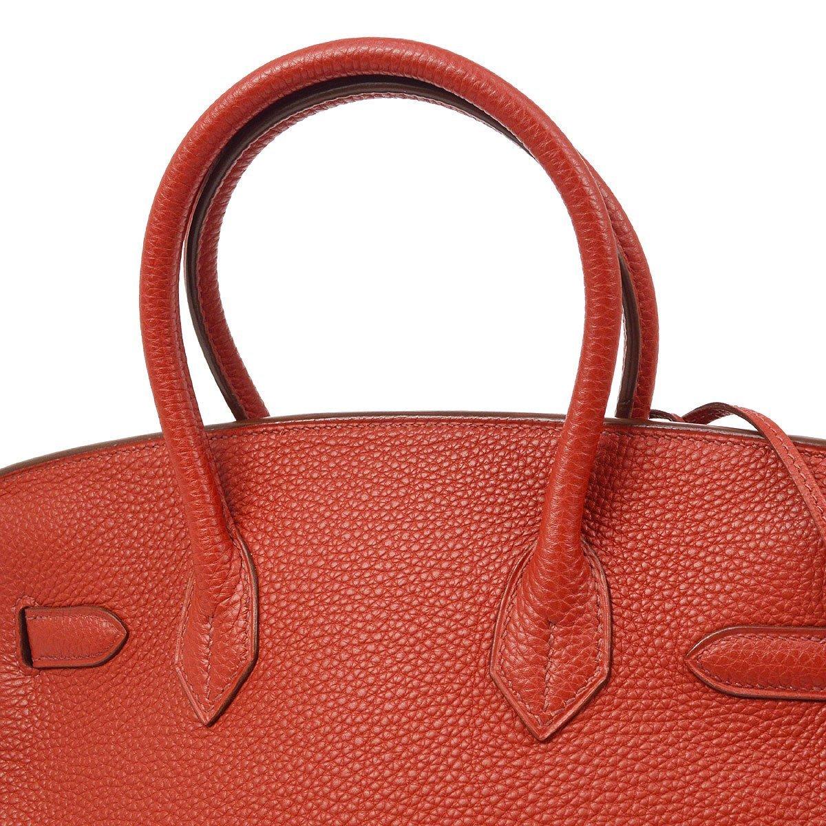 HERMES Birkin 30 Red Coral Togo Leather Gold Hardware Top Handle Tote Bag In Good Condition In Chicago, IL