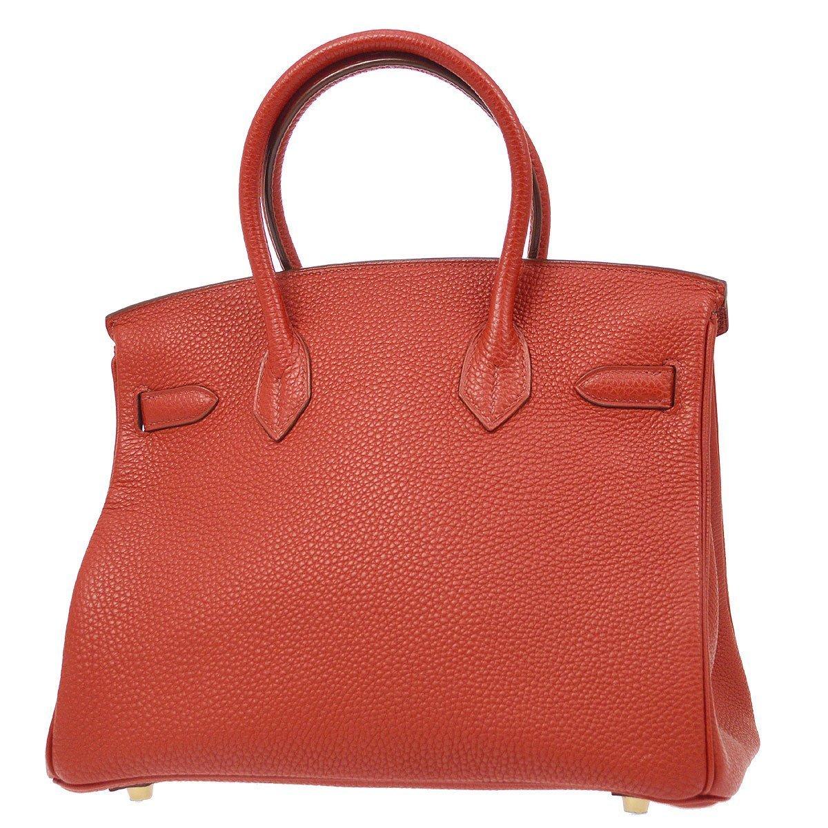 Women's HERMES Birkin 30 Red Coral Togo Leather Gold Hardware Top Handle Tote Bag