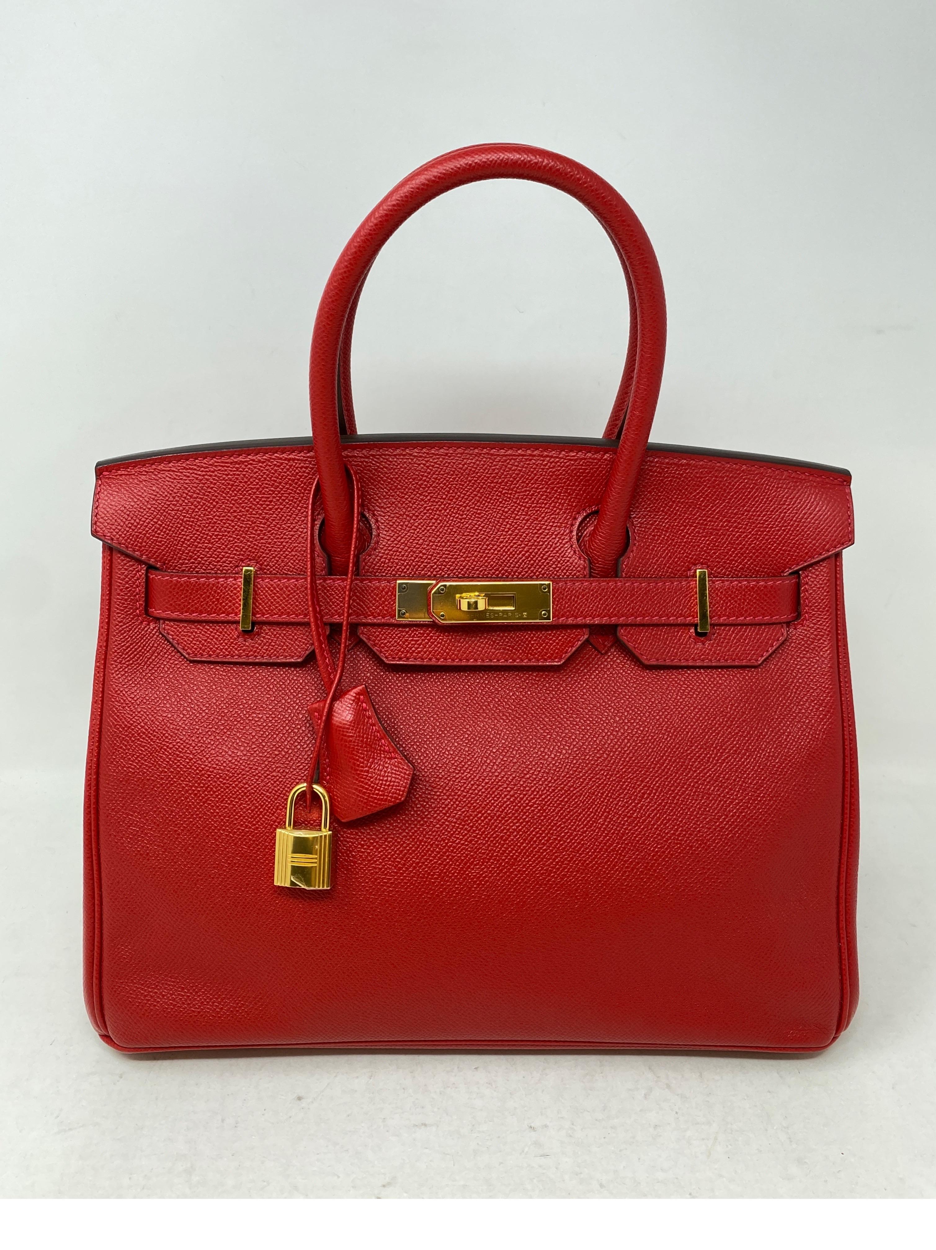 Hermes Birkin 30 Red Rouge Casaque Bag  10