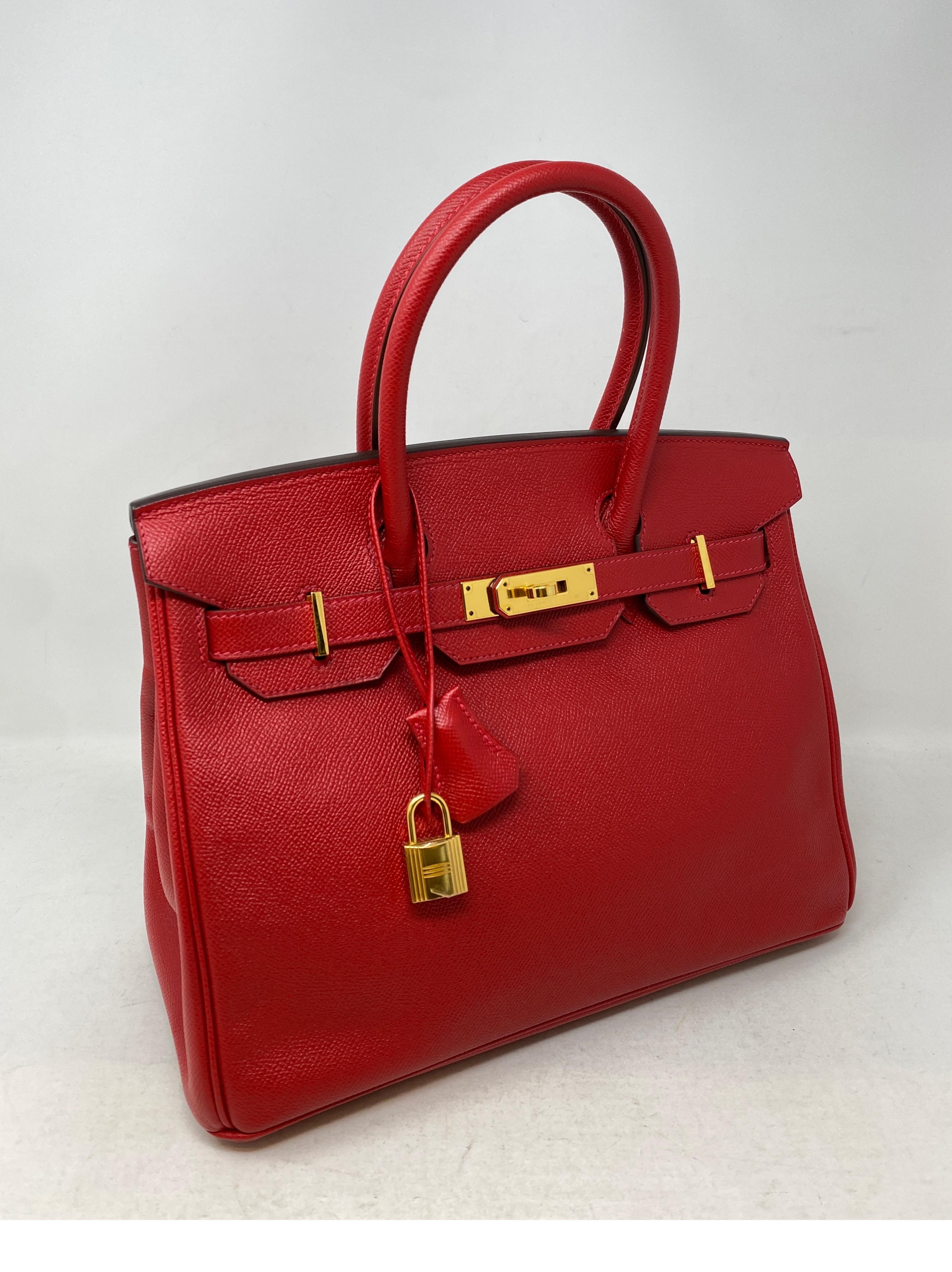 Hermes Birkin 30 Red Rouge Casaque Bag  11