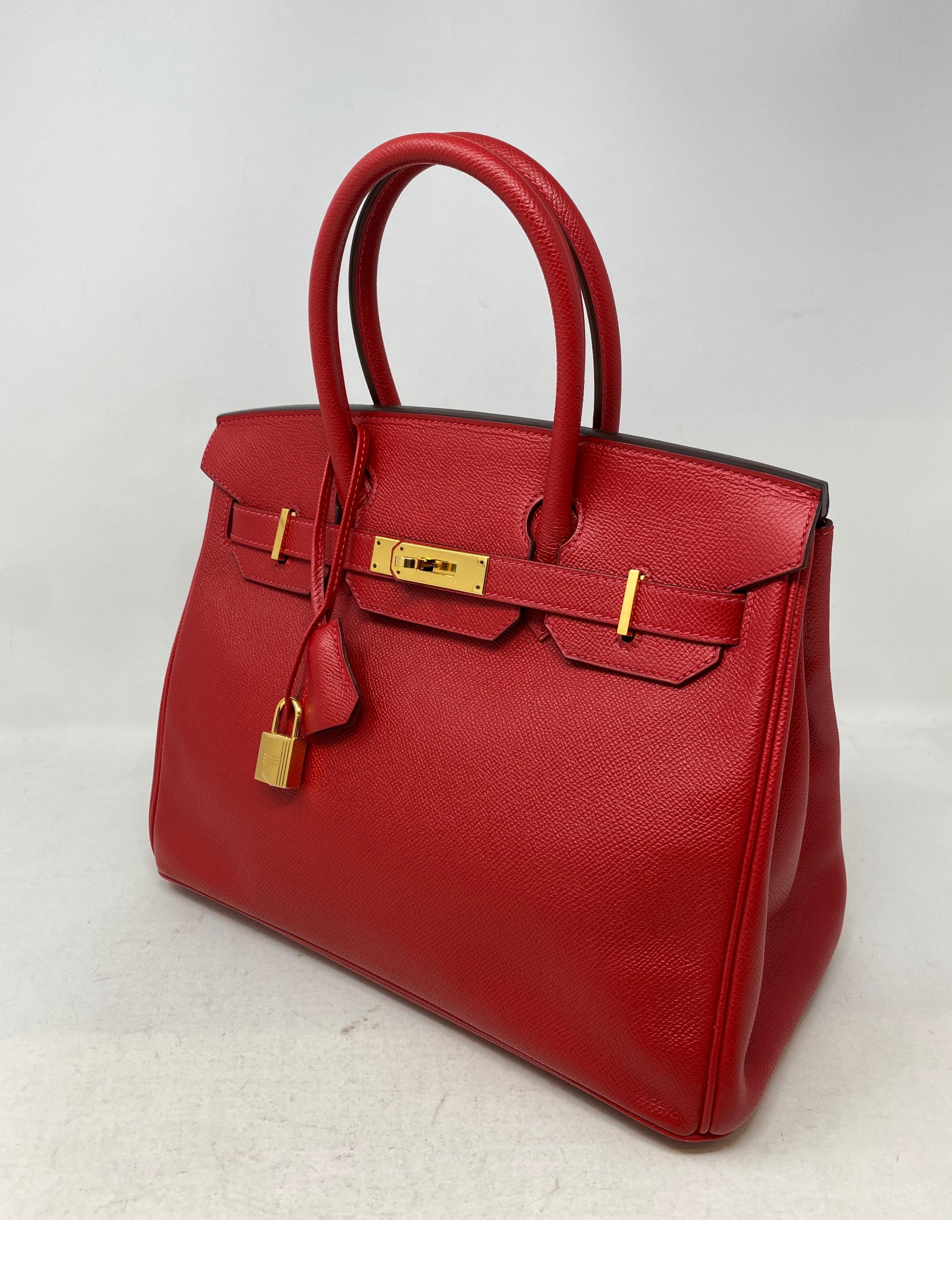 Hermes Birkin 30 Red Rouge Casaque Bag  12