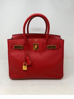 Hermes Birkin 30 Red Rouge Casaque Bag