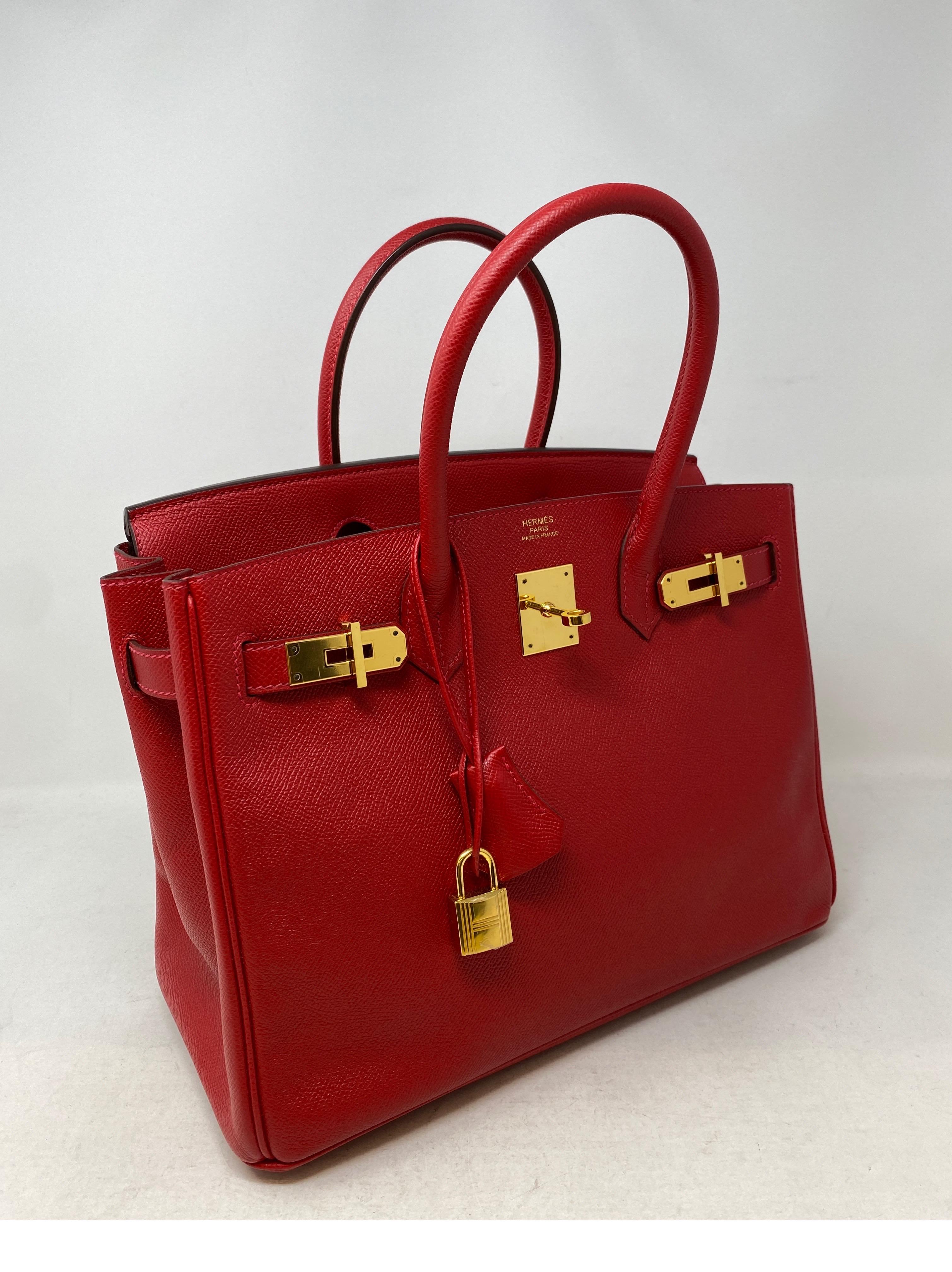 Hermes Birkin 30 Red Rouge Casaque Bag  In Excellent Condition In Athens, GA