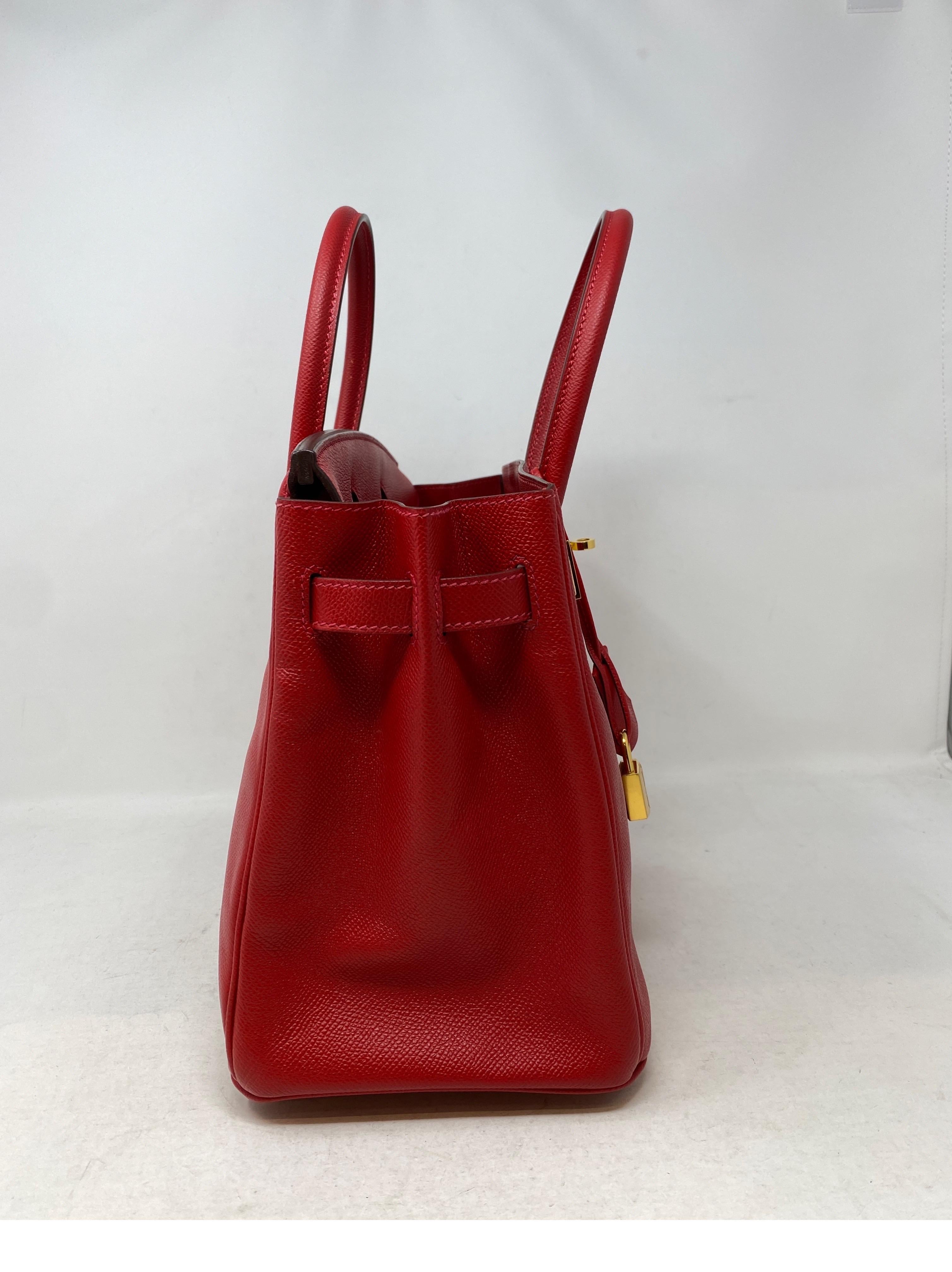 Women's or Men's Hermes Birkin 30 Red Rouge Casaque Bag 