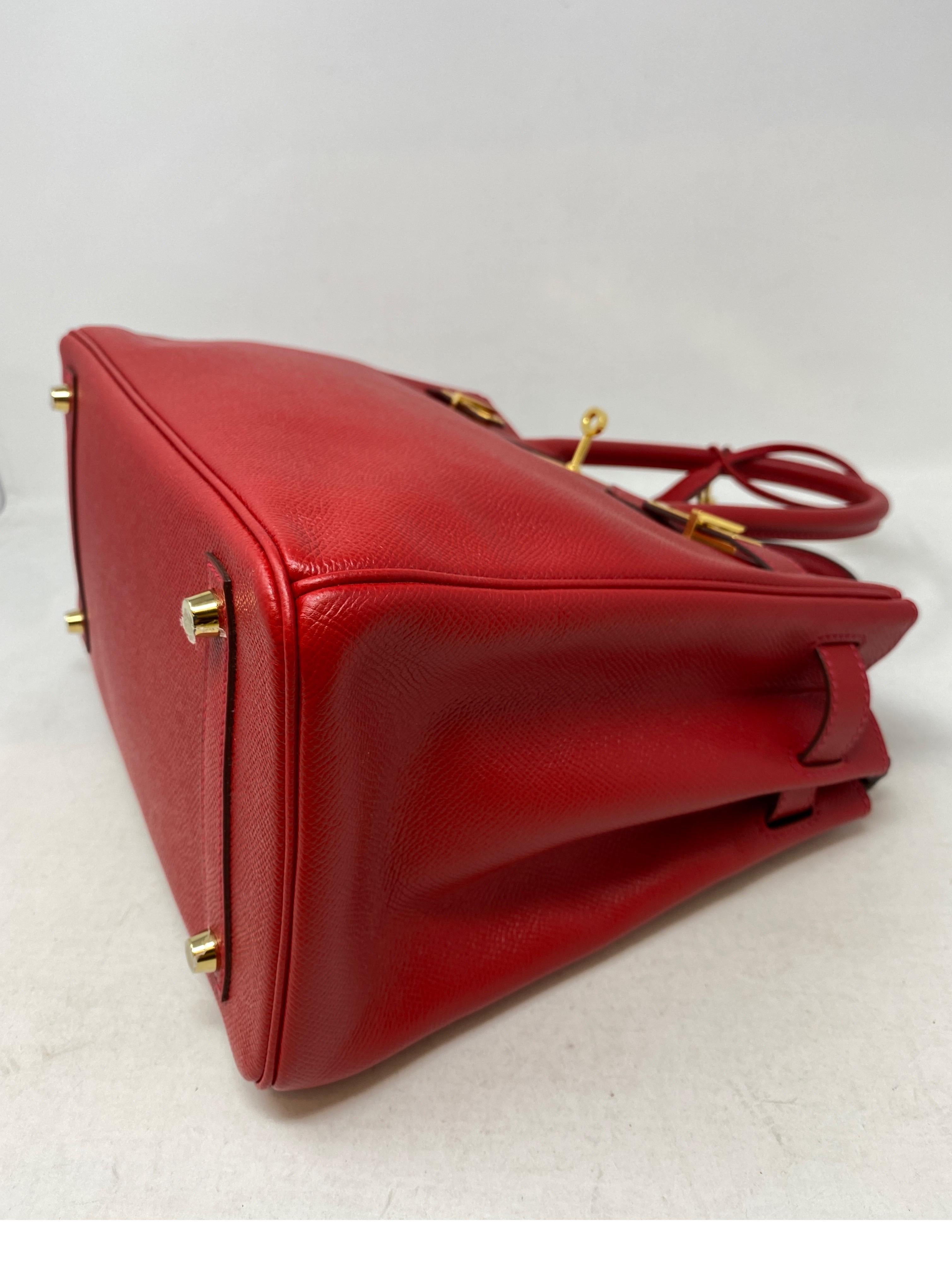 Hermes Birkin 30 Red Rouge Casaque Bag  4