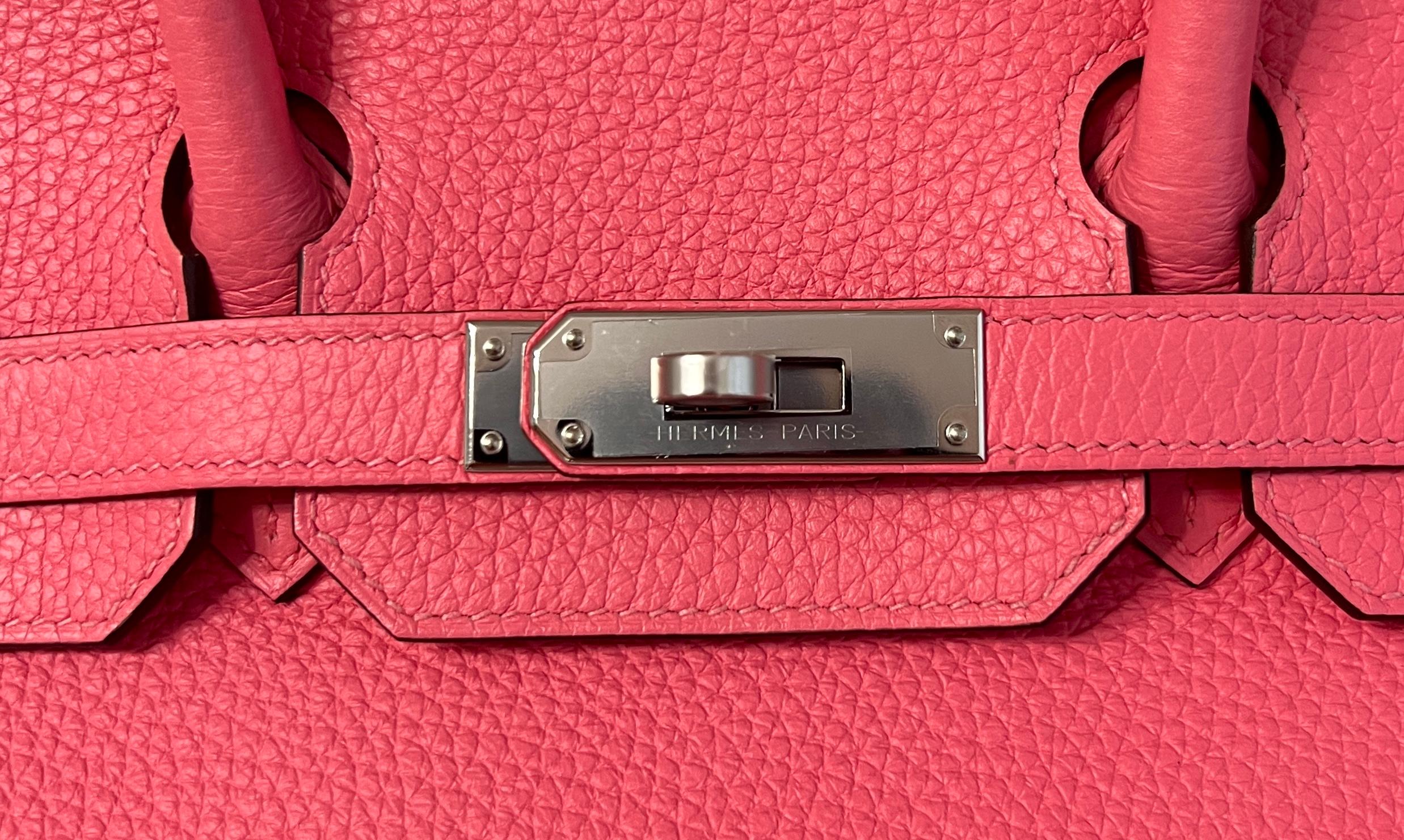 Hermes Birkin 30 Rose Azalee Azalea Pink Leather Palladium Hardware NEW 2