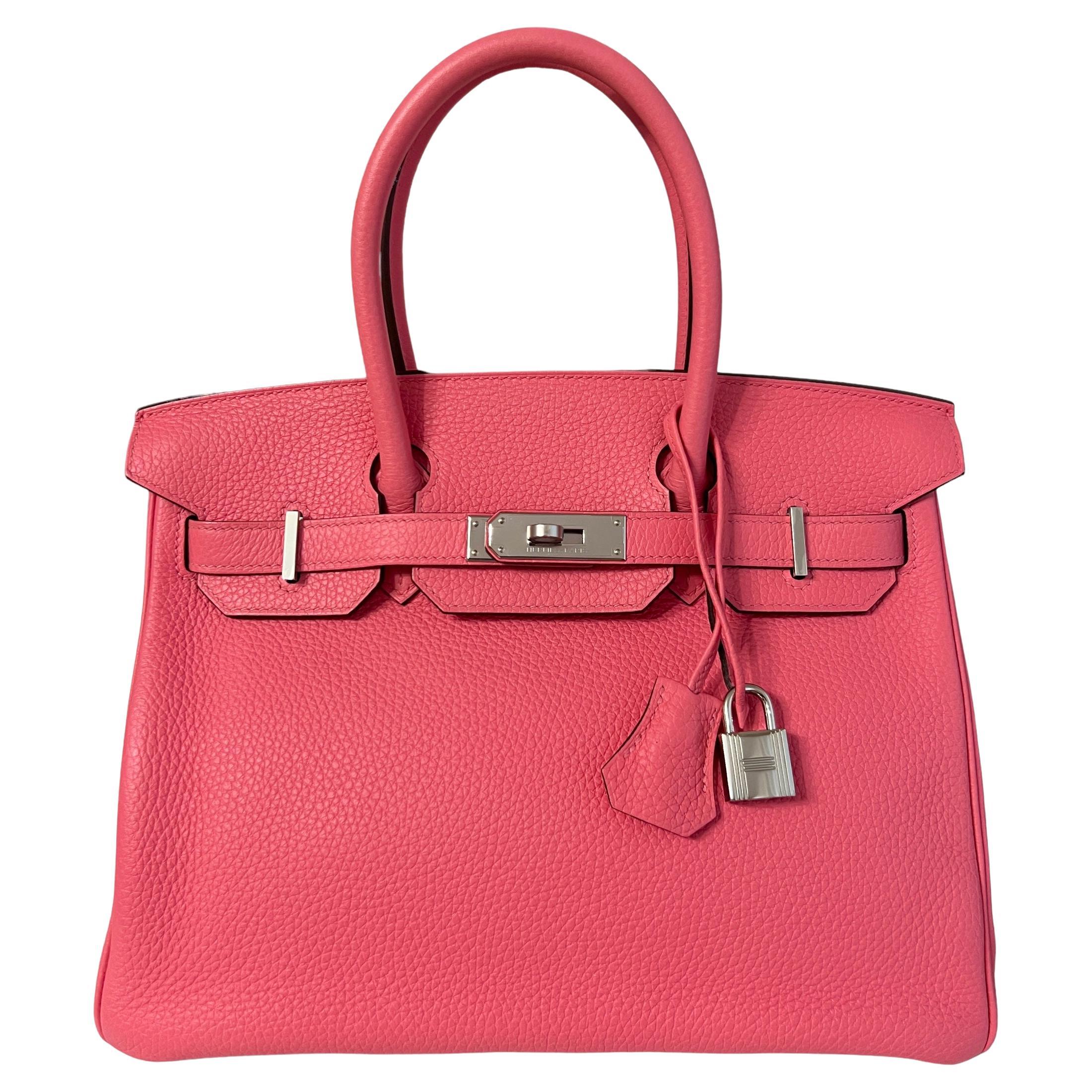 Hermes Garden Party 30cm Rose Texas/Rouge H Canvas/Leather PHW - Lilac Blue  London