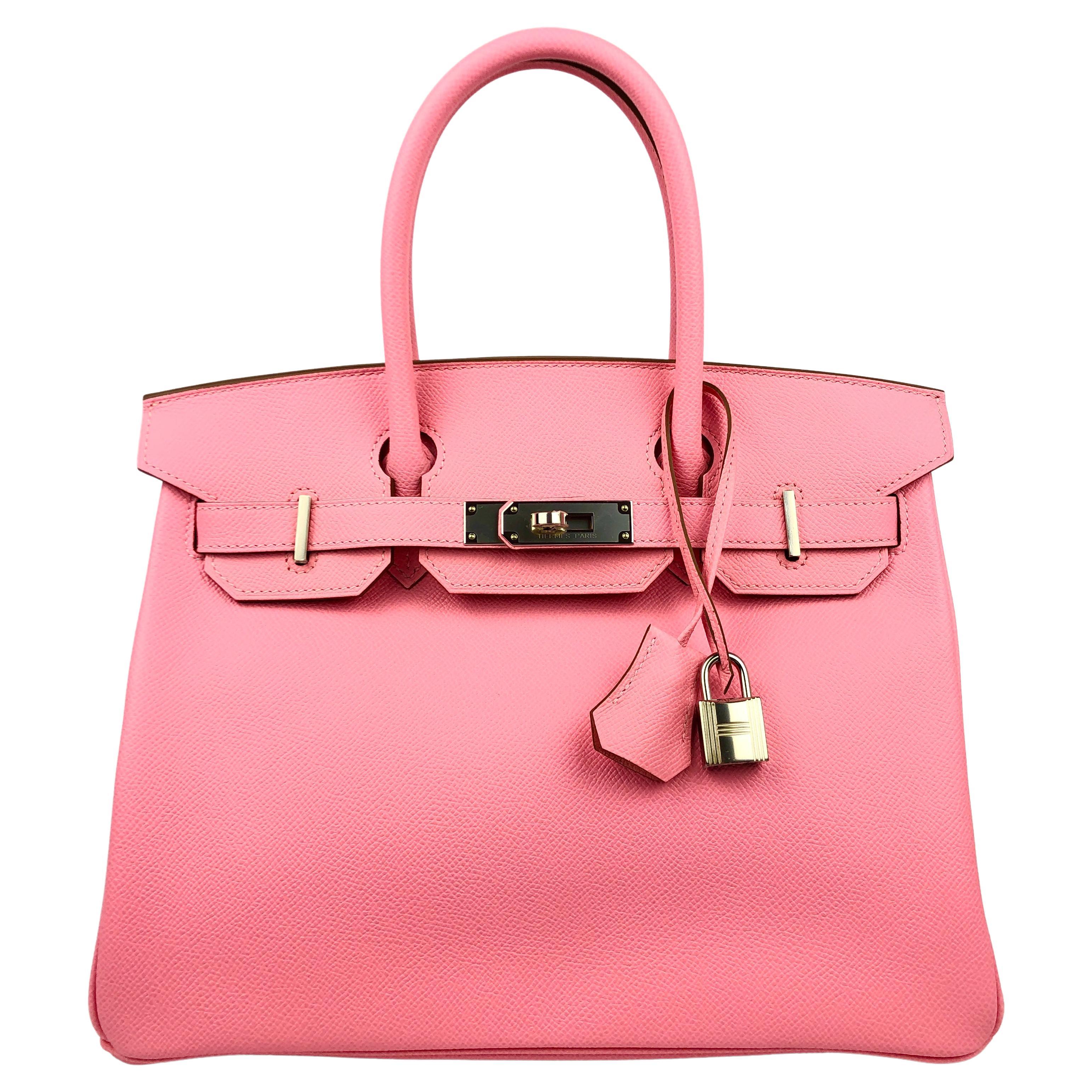 Hermes Rose Tyrien Birkin 30 Ostrich Palladium at 1stDibs