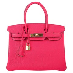 Hermes Birkin 30 Rose Extreme Bag Gold Hardware Clemence Leather