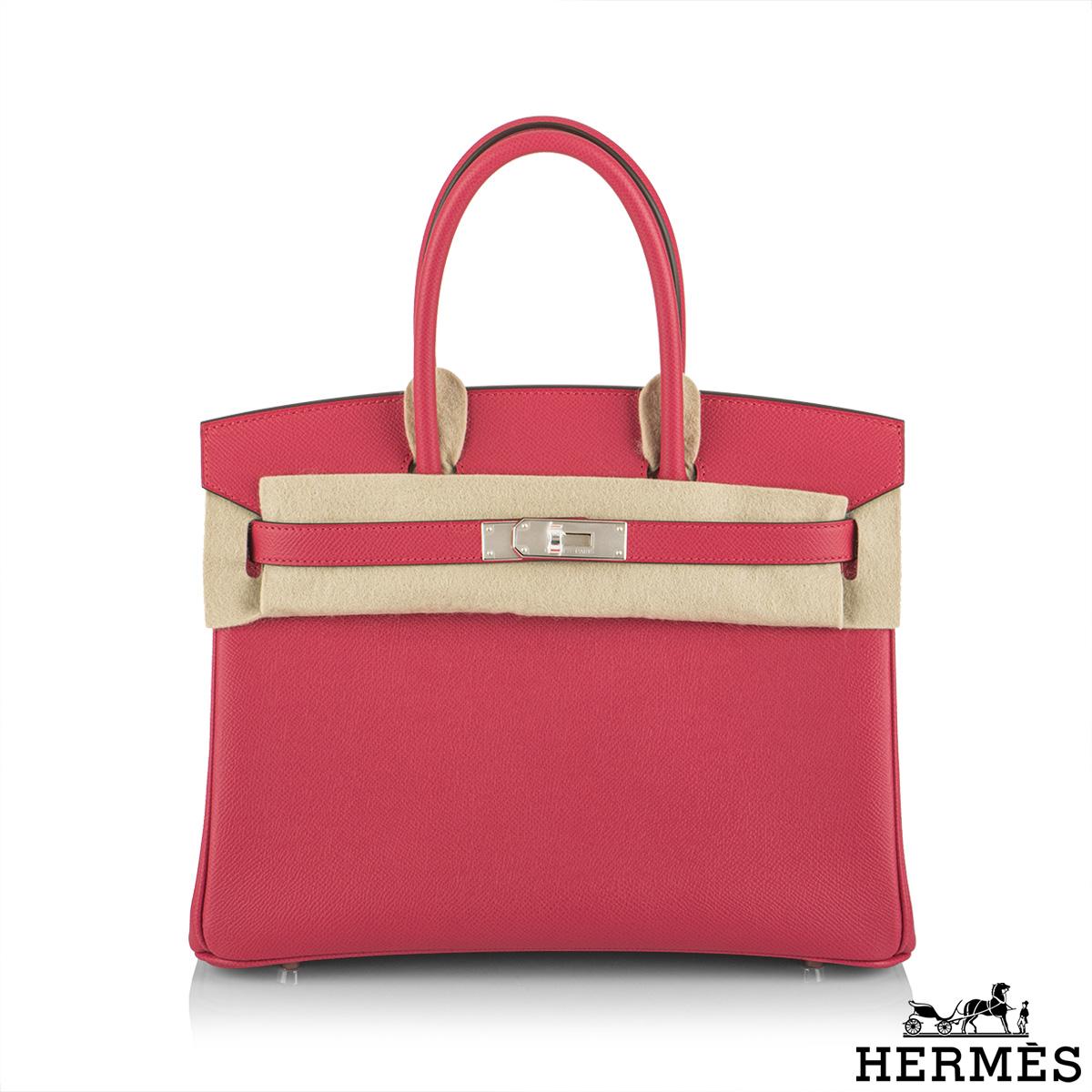 An exquisite Hermès 30cm Birkin bag. The exterior of this Birkin features epsom leather in rose extreme and is detailed with palladium hardware. The exterior of this Birkin has tonal stitching, two straps with front toggle closure. The interior