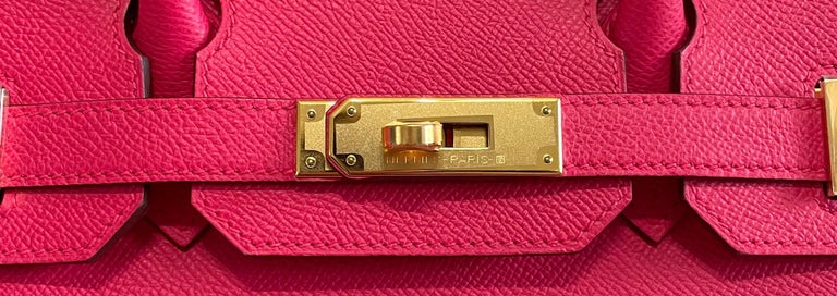 Women's or Men's Hermes Birkin 30 Rose Extreme Pink Epsom Gold Hardware For Sale