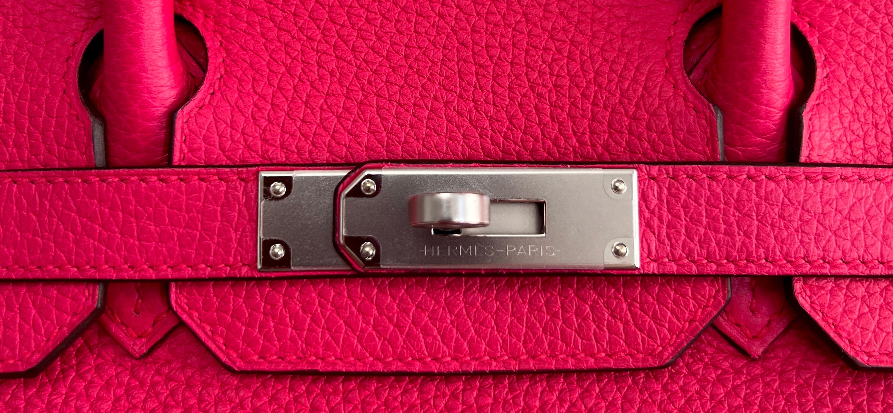 Hermes Birkin 30 Rose Extreme Pink Leather Palladium Hardware New  For Sale 1