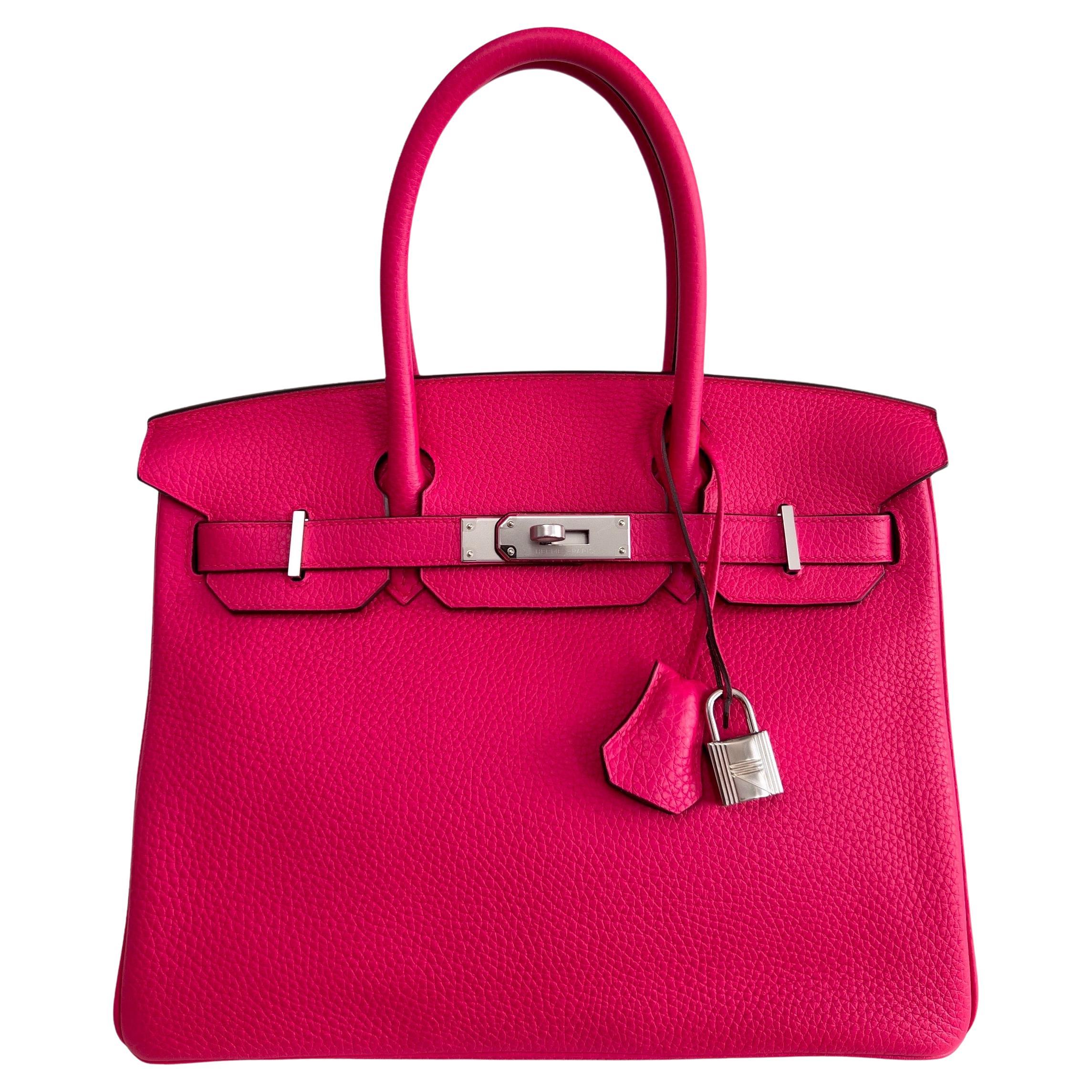 Hermès Birkin 30 Rose Extreme Pink Leder Palladium Hardware Neu  im Angebot