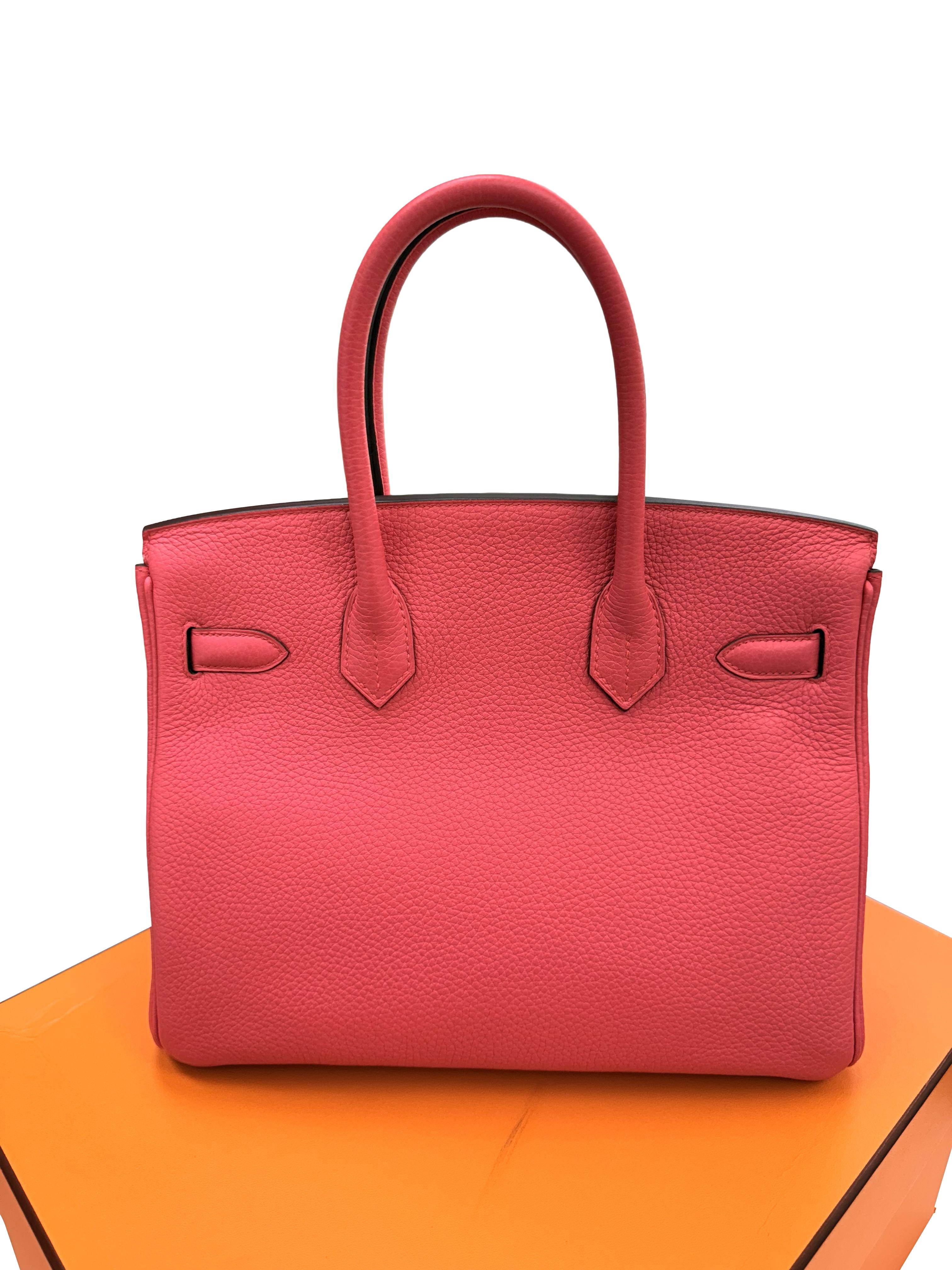 Hermes Birkin 30 Rose Extreme Togo Pelle Con Hardware Palladium Borsetta in vendita 5