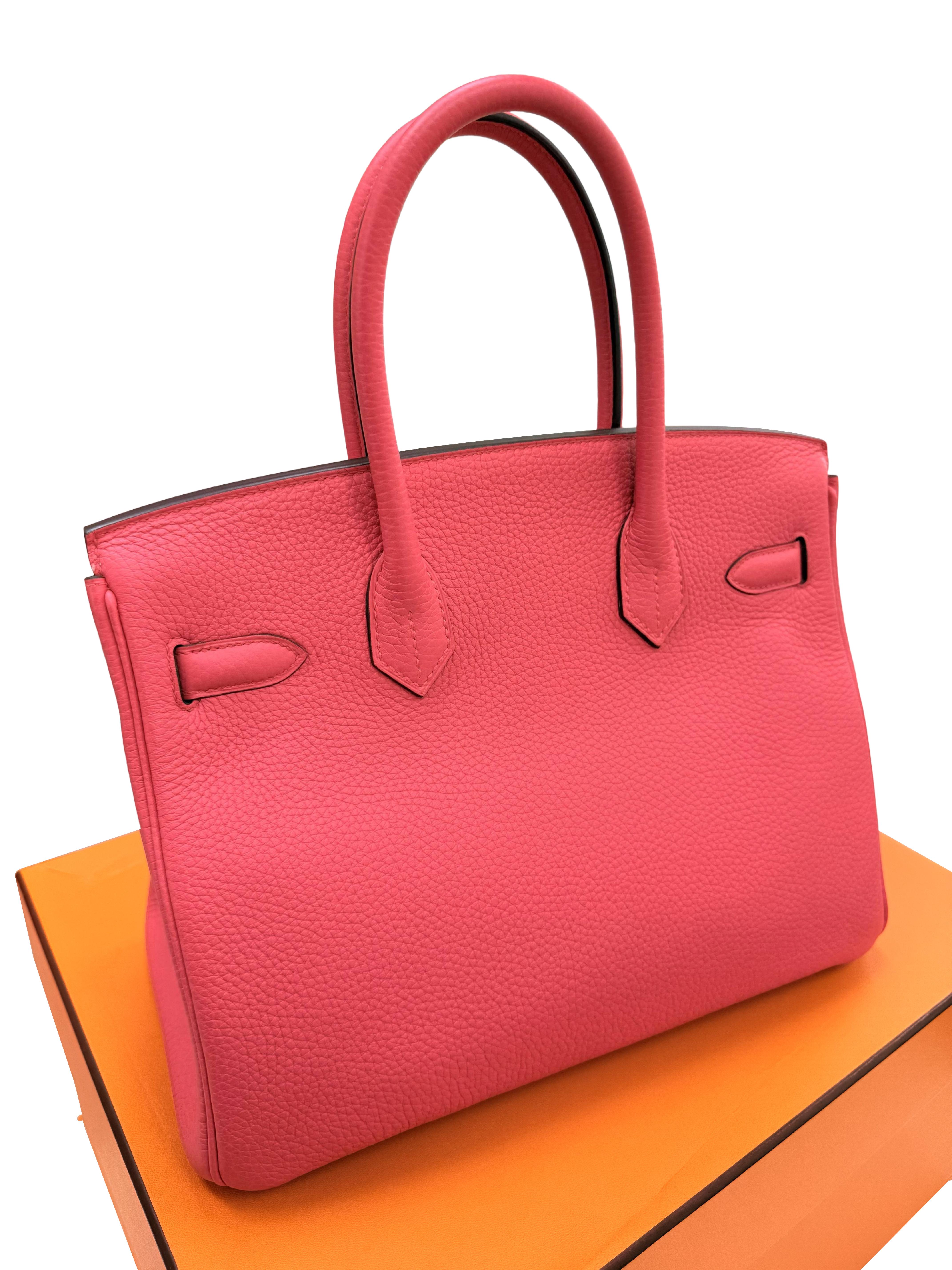 Hermes Birkin 30 Rose Extreme Togo Pelle Con Hardware Palladium Borsetta in vendita 6