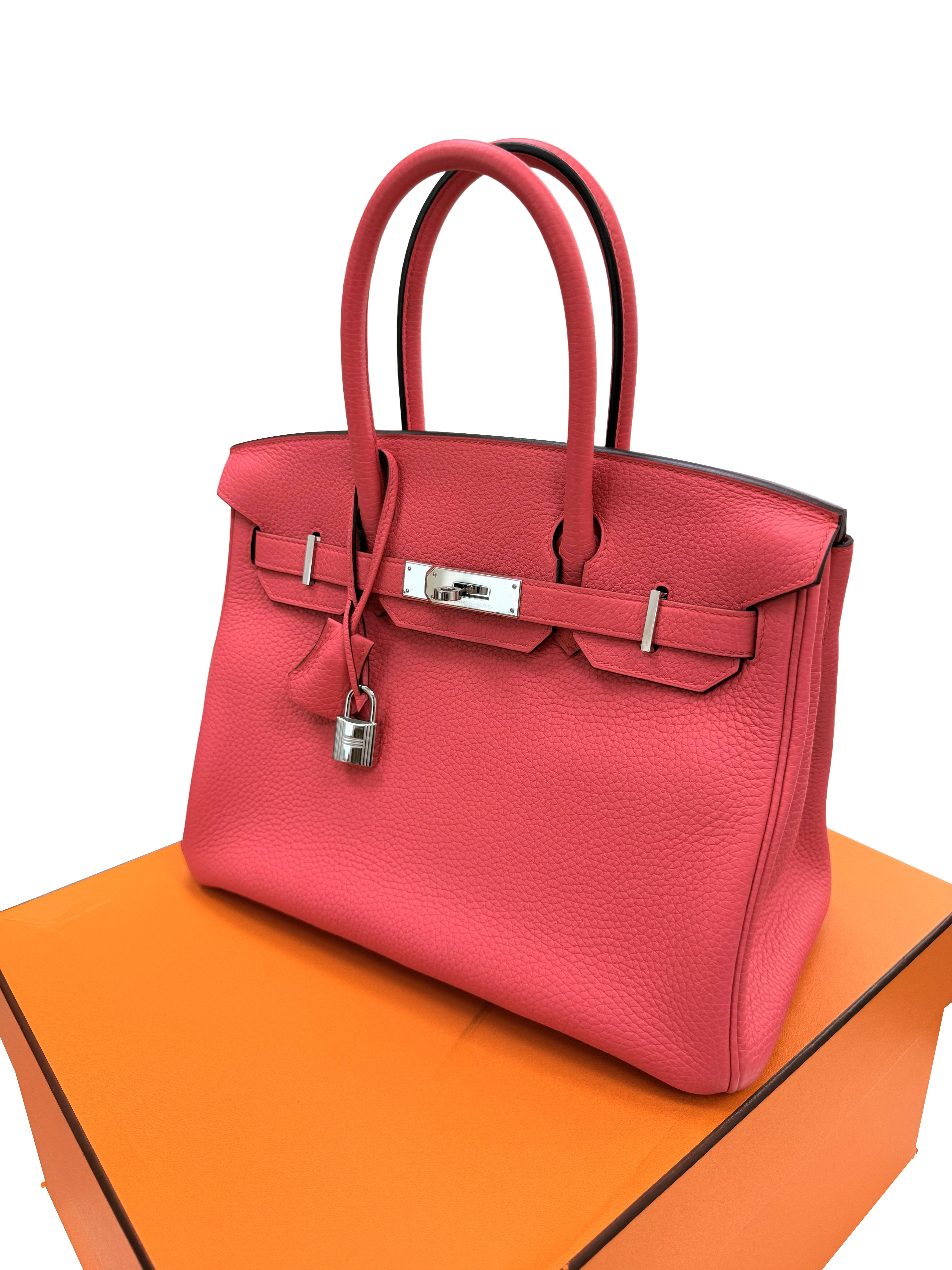 Hermes Birkin 30 Rose Extreme Togo Pelle Con Hardware Palladium Borsetta in vendita 7