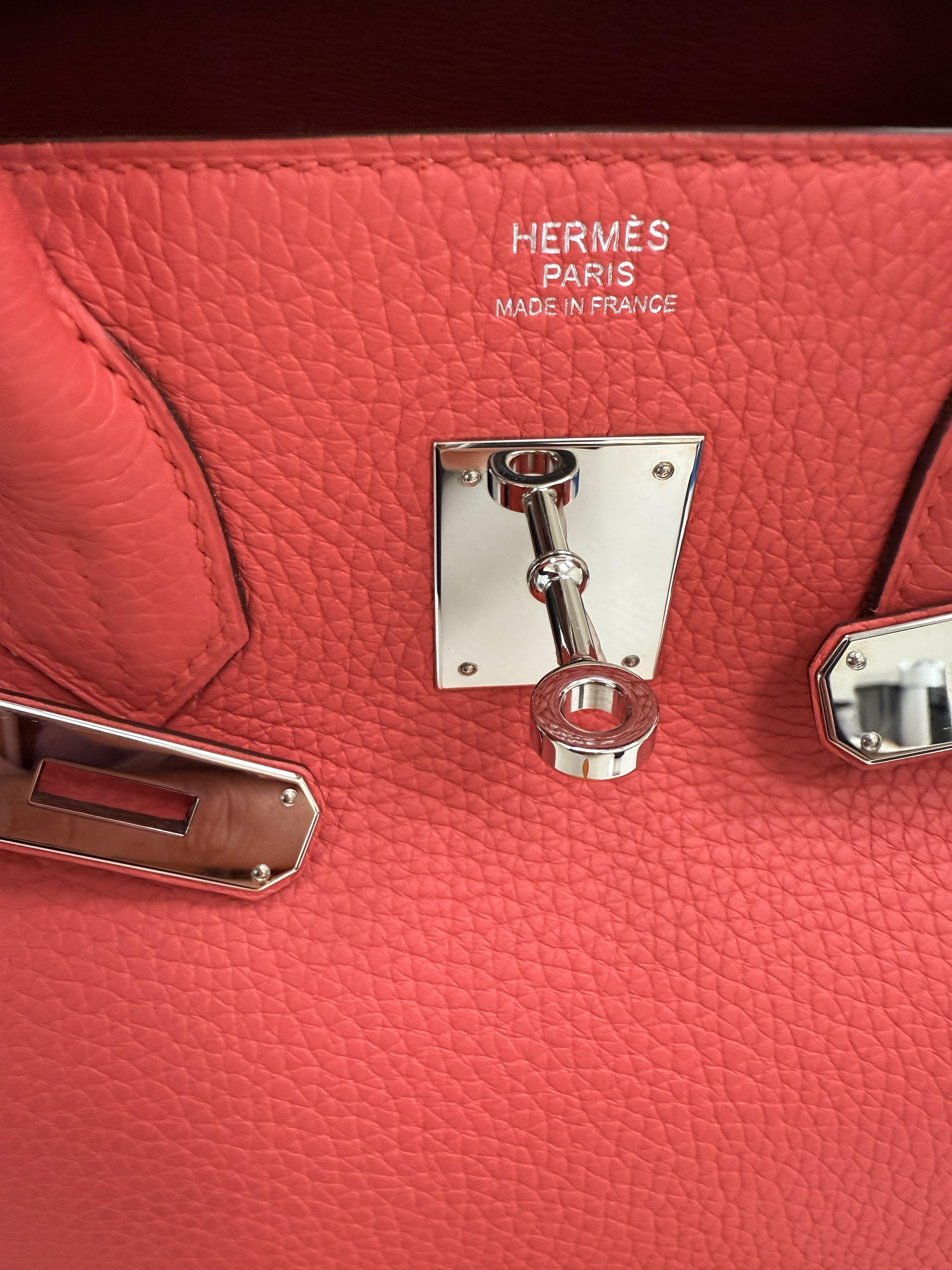 Hermes Birkin 30 Rose Extreme Togo Pelle Con Hardware Palladium Borsetta in vendita 10