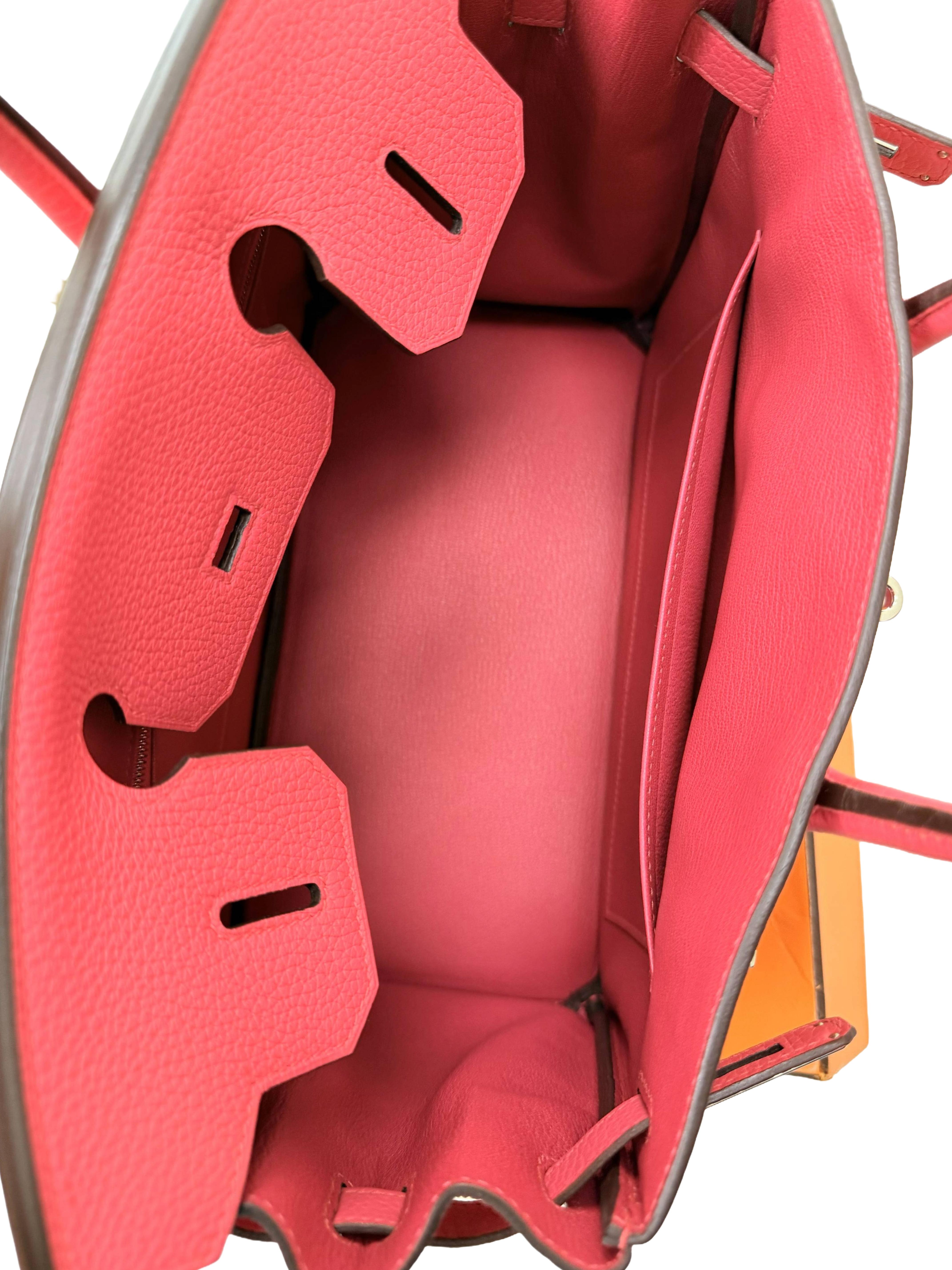 Hermes Birkin 30 Rose Extreme Togo Pelle Con Hardware Palladium Borsetta in vendita 11