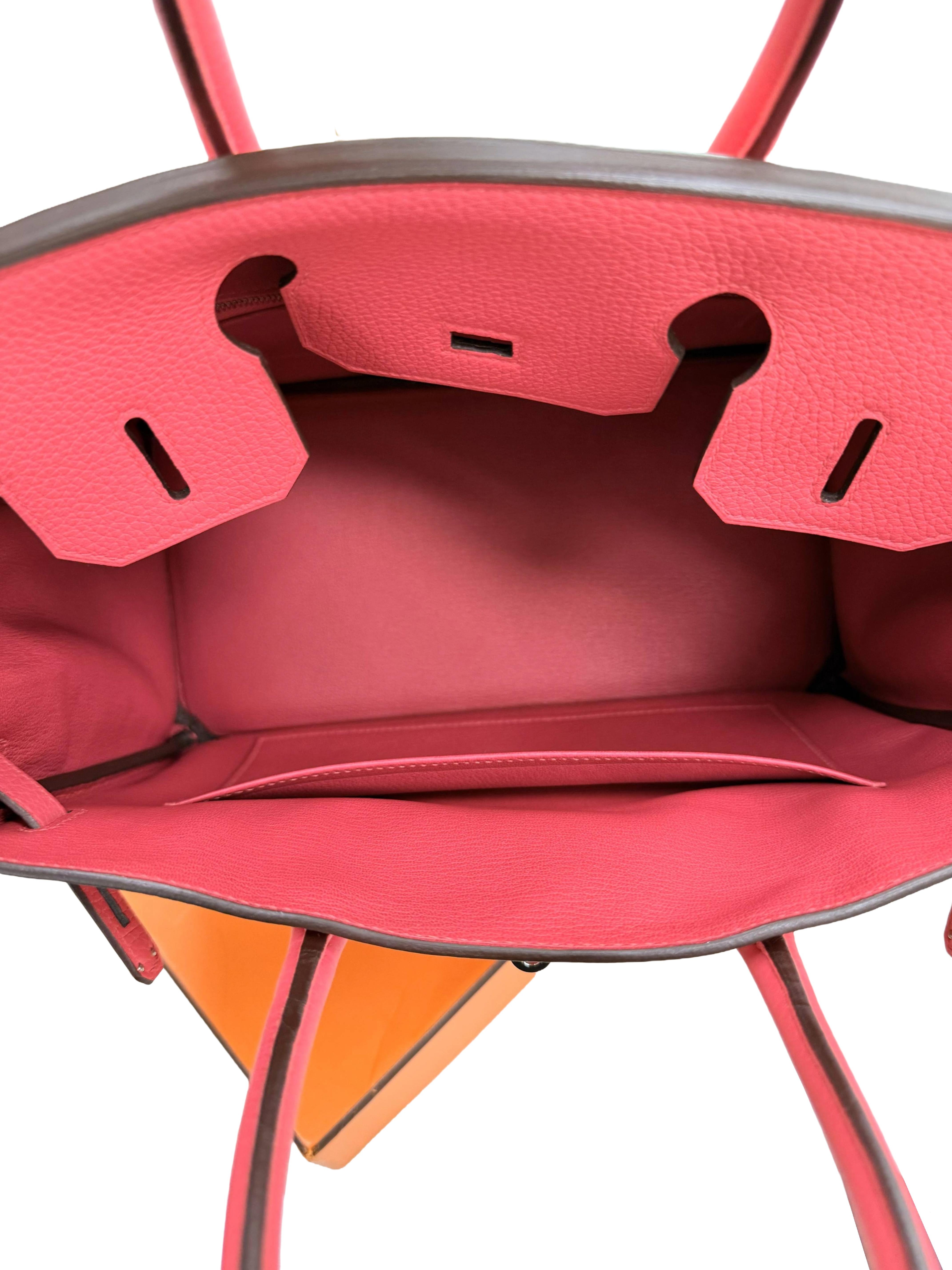 Hermes Birkin 30 Rose Extreme Togo Pelle Con Hardware Palladium Borsetta in vendita 12